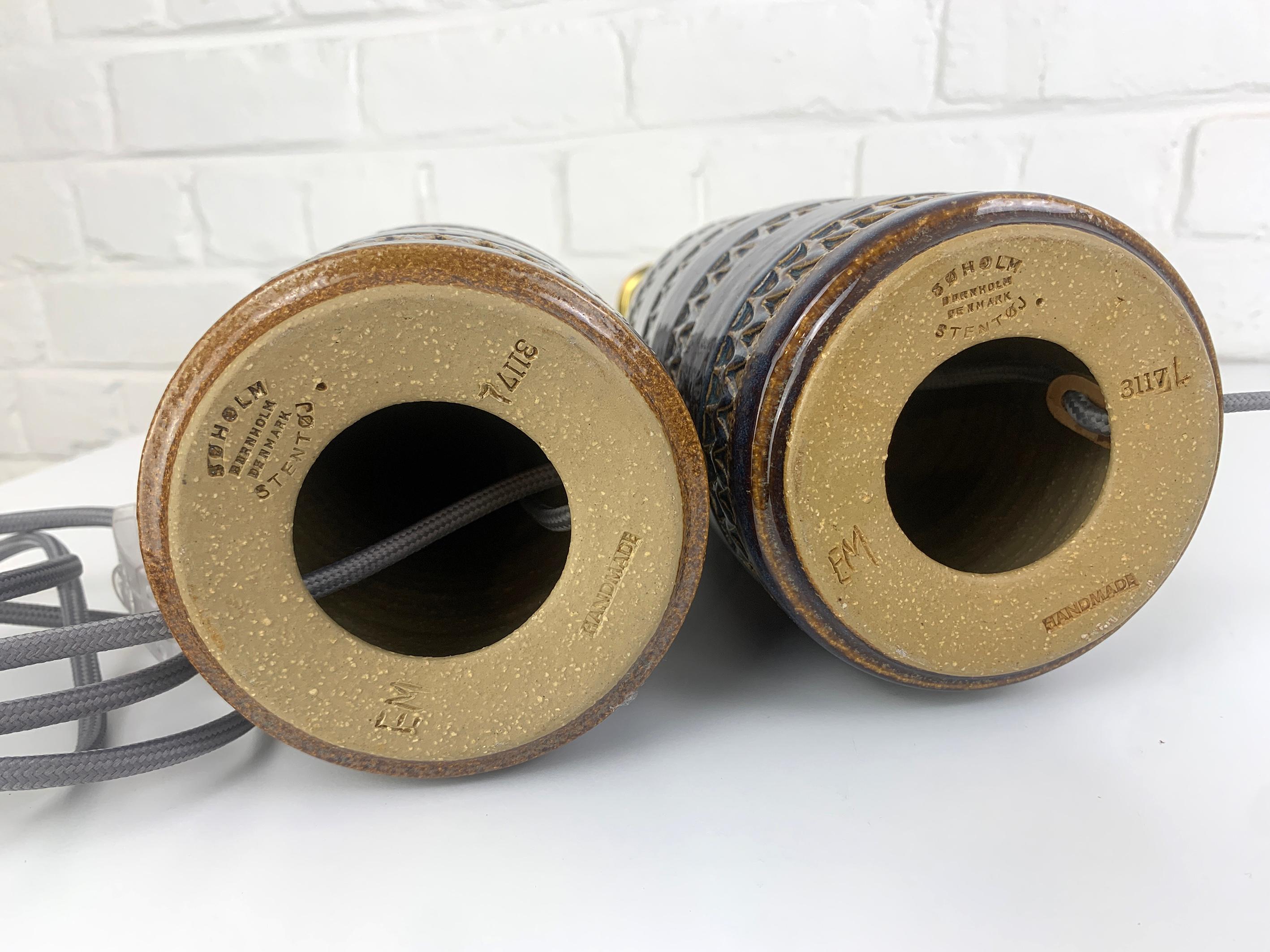 Pair tall Søholm Stentøj Stoneware table lamps Erling Mortensen Denmark 1960 For Sale 3