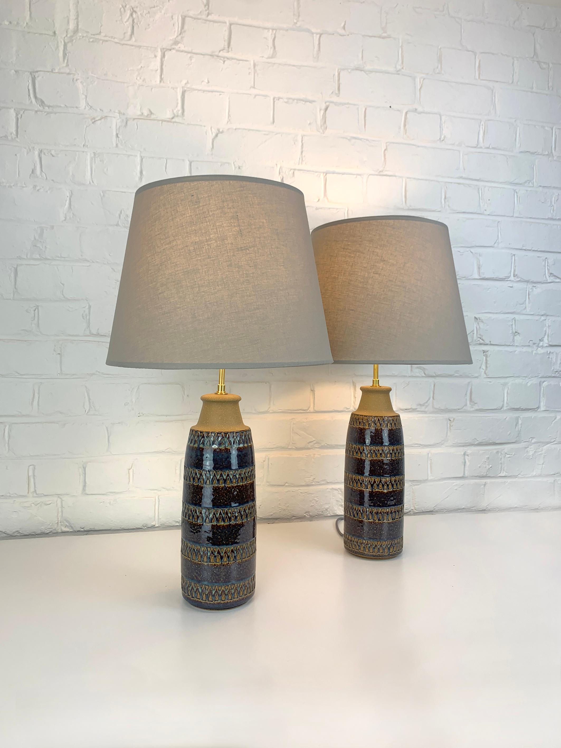 Pair tall Søholm Stentøj Stoneware table lamps Erling Mortensen Denmark 1960 For Sale 5