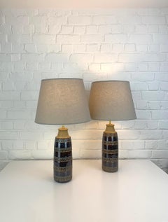 Pair tall Søholm Stentøj Stoneware table lamps Erling Mortensen Denmark 1960