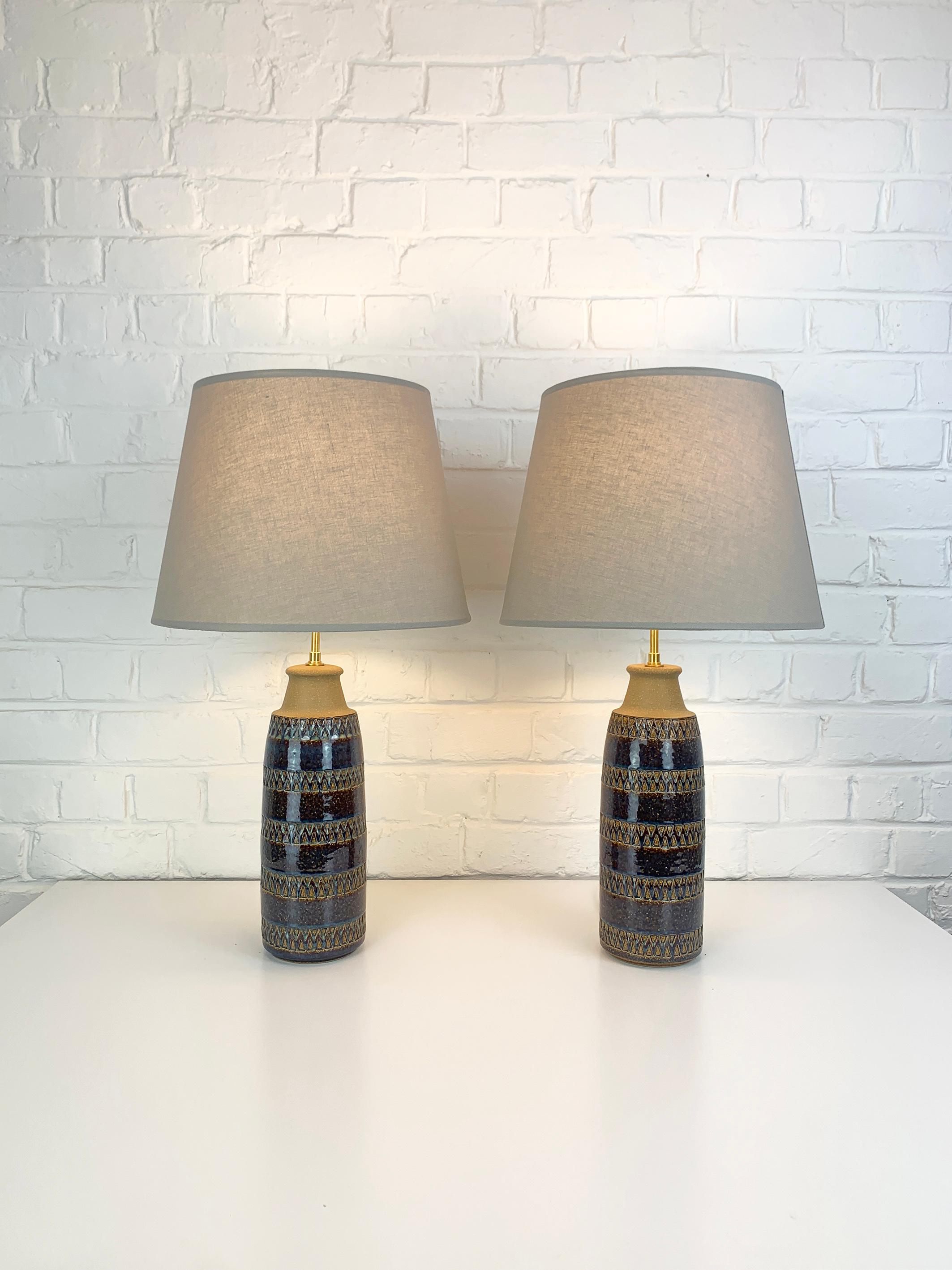 Scandinavian Modern Pair tall Søholm Stentøj Stoneware table lamps Erling Mortensen Denmark 1960 For Sale