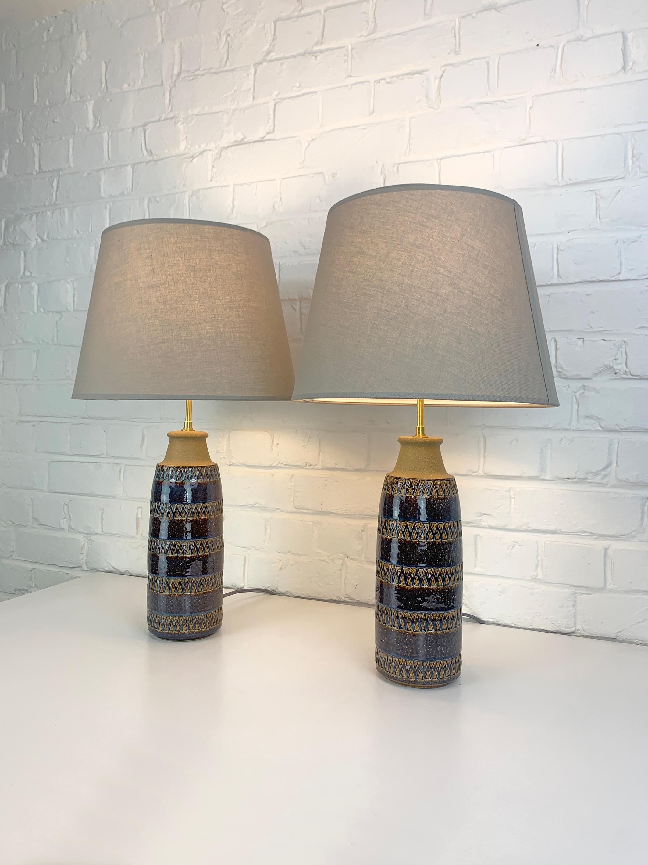 Danish Pair tall Søholm Stentøj Stoneware table lamps Erling Mortensen Denmark 1960 For Sale