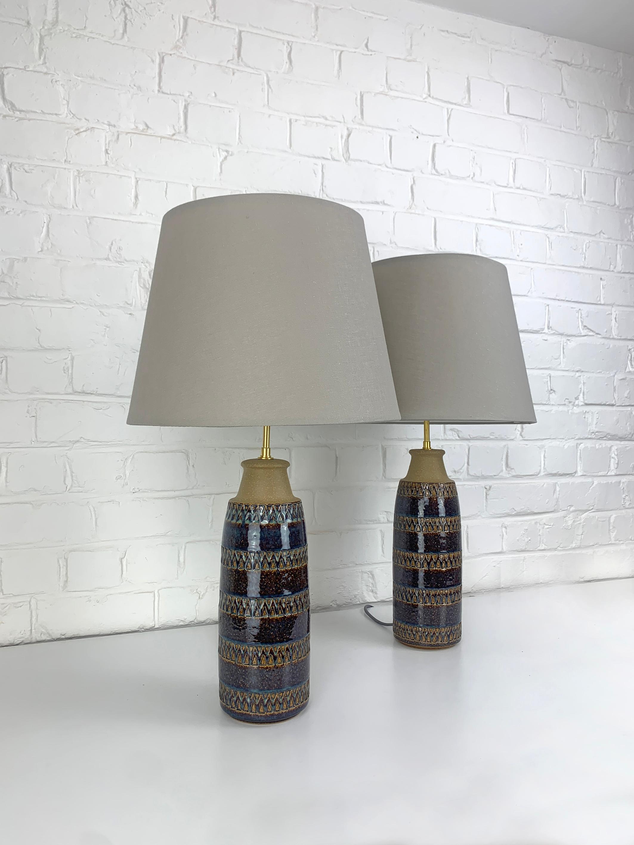 Hand-Crafted Pair tall Søholm Stentøj Stoneware table lamps Erling Mortensen Denmark 1960 For Sale