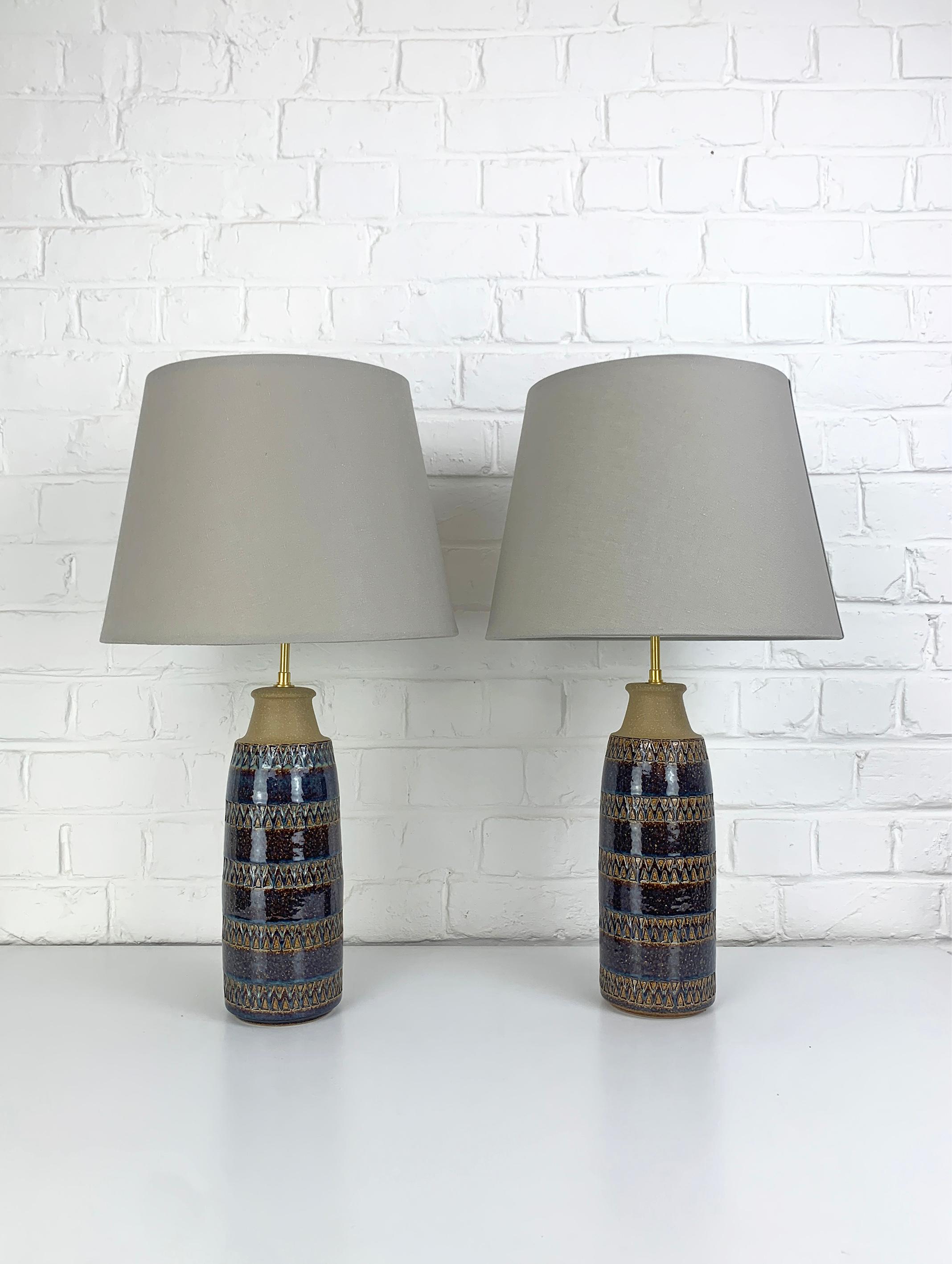 Pair tall Søholm Stentøj Stoneware table lamps Erling Mortensen Denmark 1960 In Good Condition For Sale In Vorst, BE