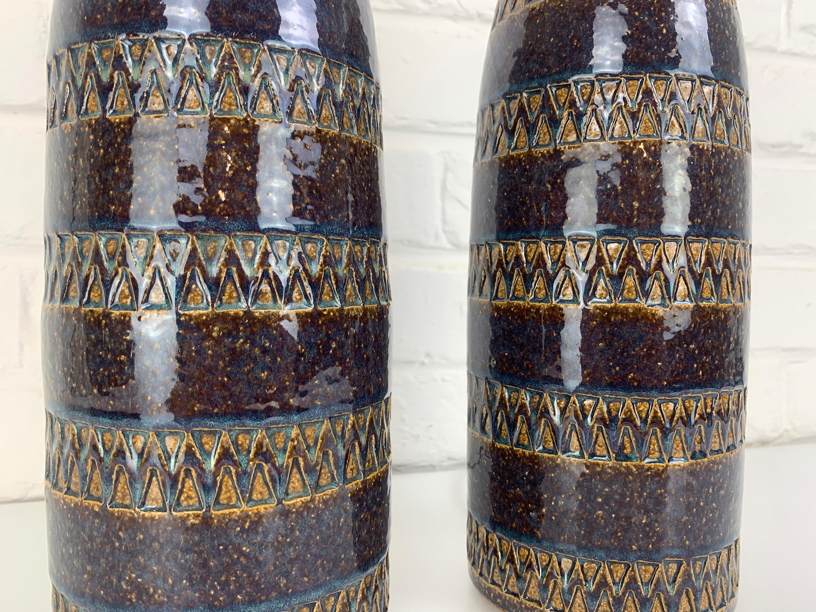 20th Century Pair tall Søholm Stentøj Stoneware table lamps Erling Mortensen Denmark 1960 For Sale