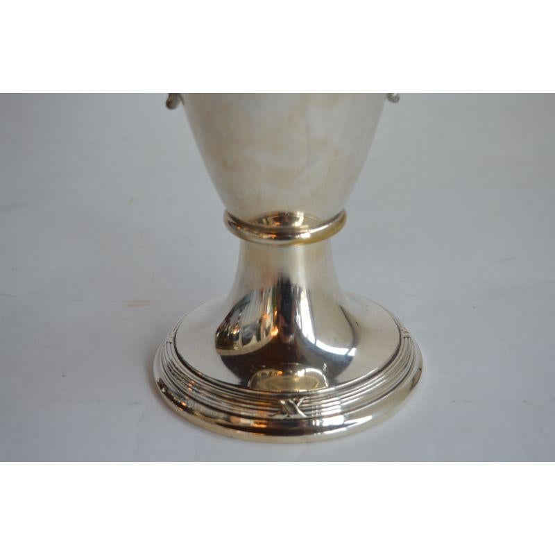 Pair Tall Silver Urn form Vases with Glass Insert For Sale 5