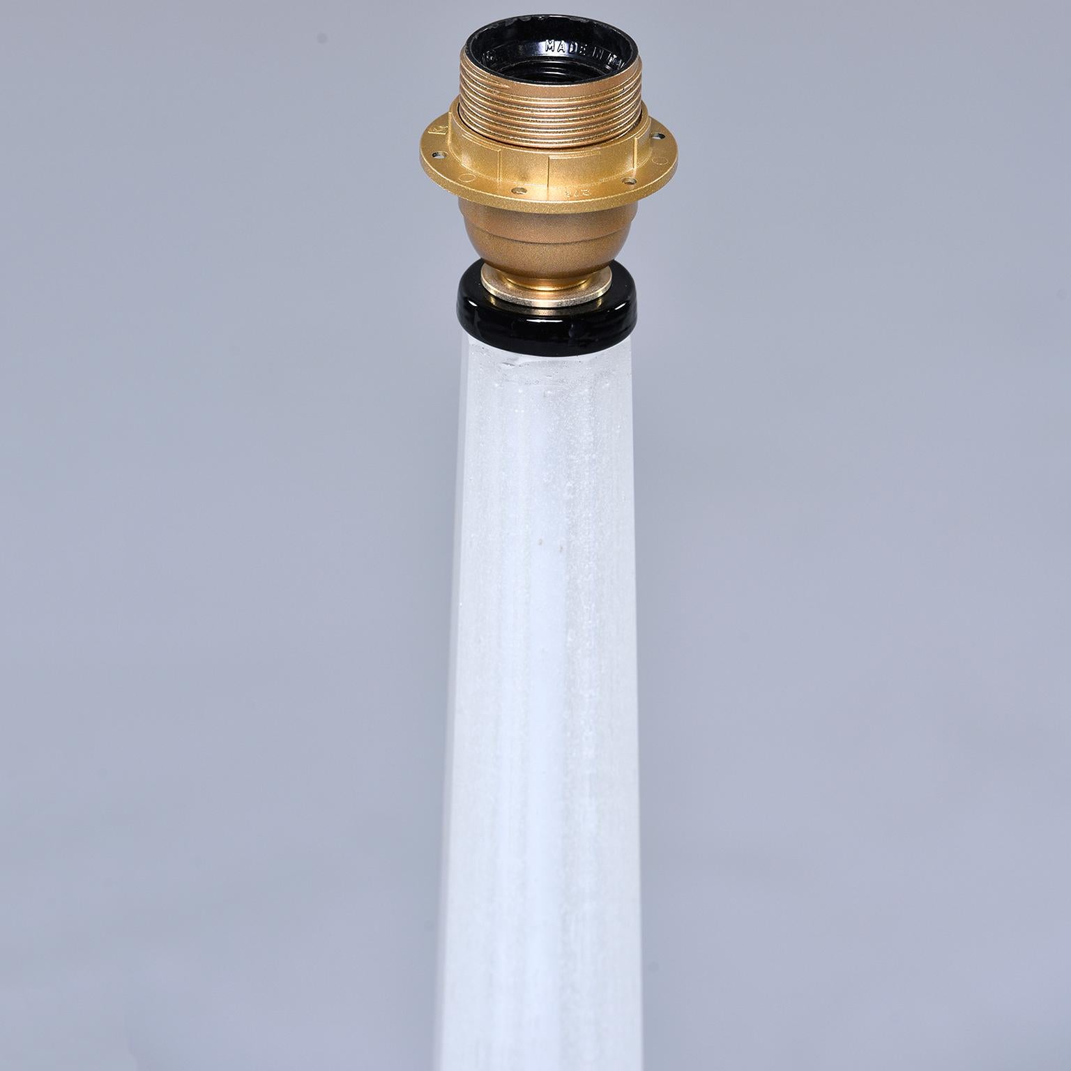 Italian Pair of Tall Slender Seguso White Murano Glass Lamps
