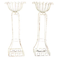 Antique Pair Tall Wire Garden Planters c1930