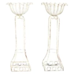 Pair Tall Wire Garden Planters c1930