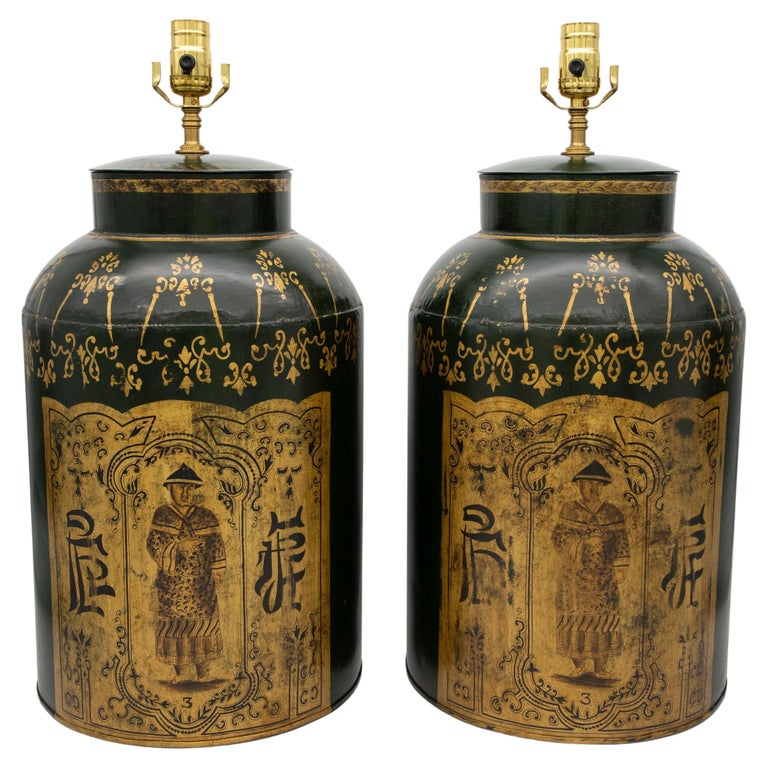 Pair Tea Tin Lamps For Sale at 1stDibs tin lamps for sale