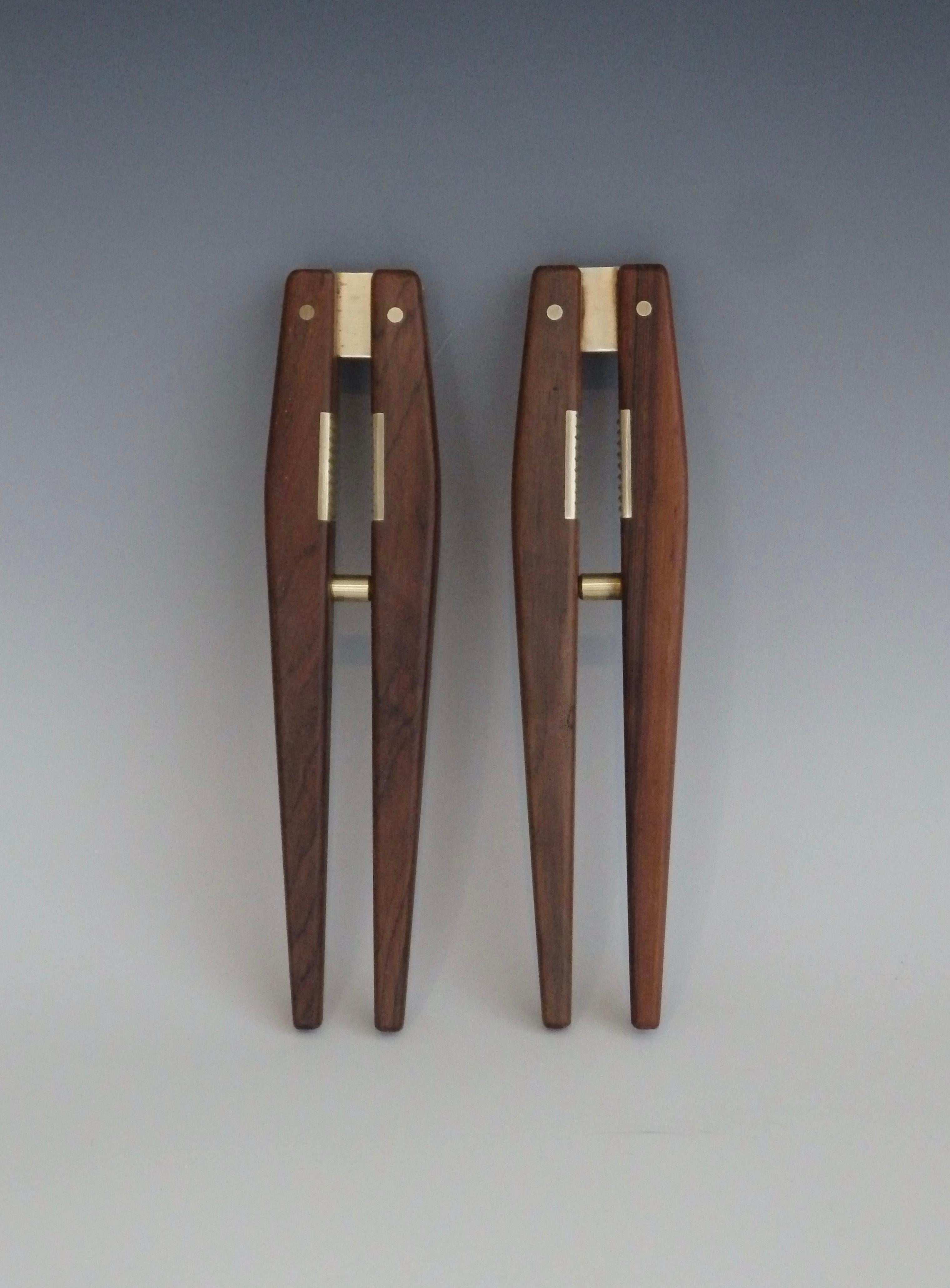 Pair of Teak and Brass Nutcrackers by Paol Knudsen In Good Condition For Sale In Ferndale, MI