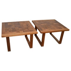 Pair Teak Danish Checkerboard Tables Poul Cadovius for France & Sons