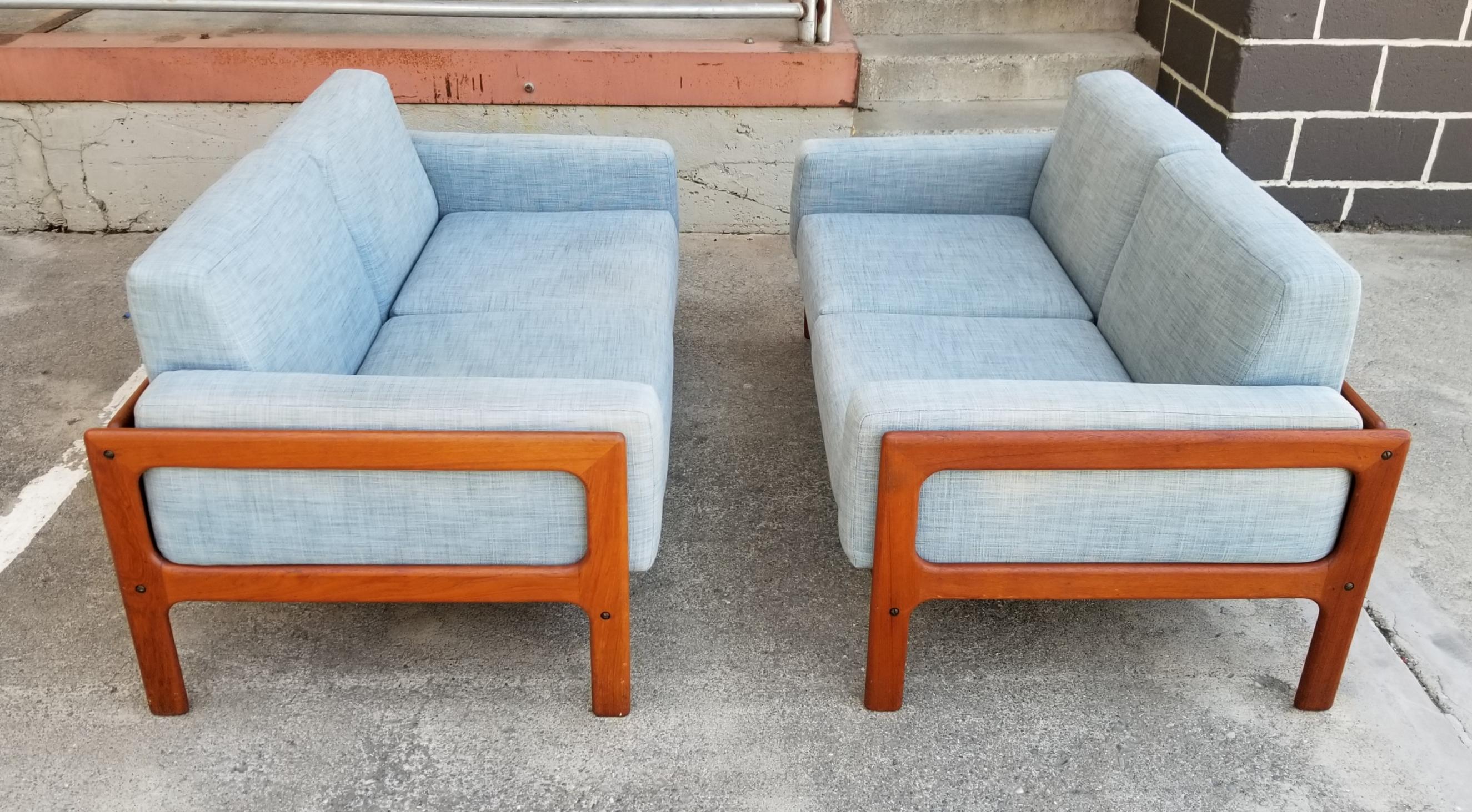 Pair Teak Danish Modern Sofa / Loveseats In Good Condition In Fulton, CA