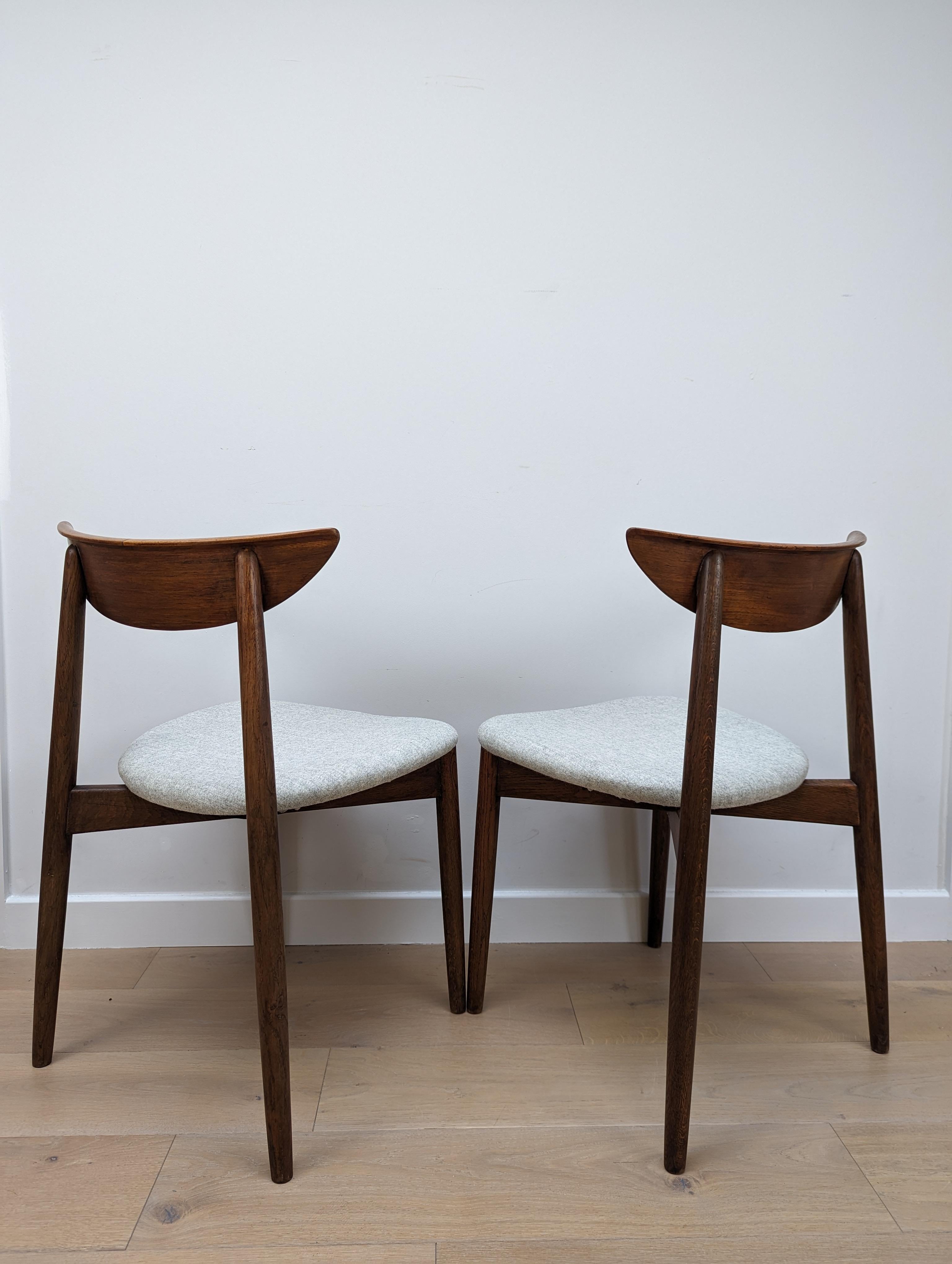 Polished Pair Teak Dining Chairs by Harry Østergaard for Randers Møbelfabrik For Sale