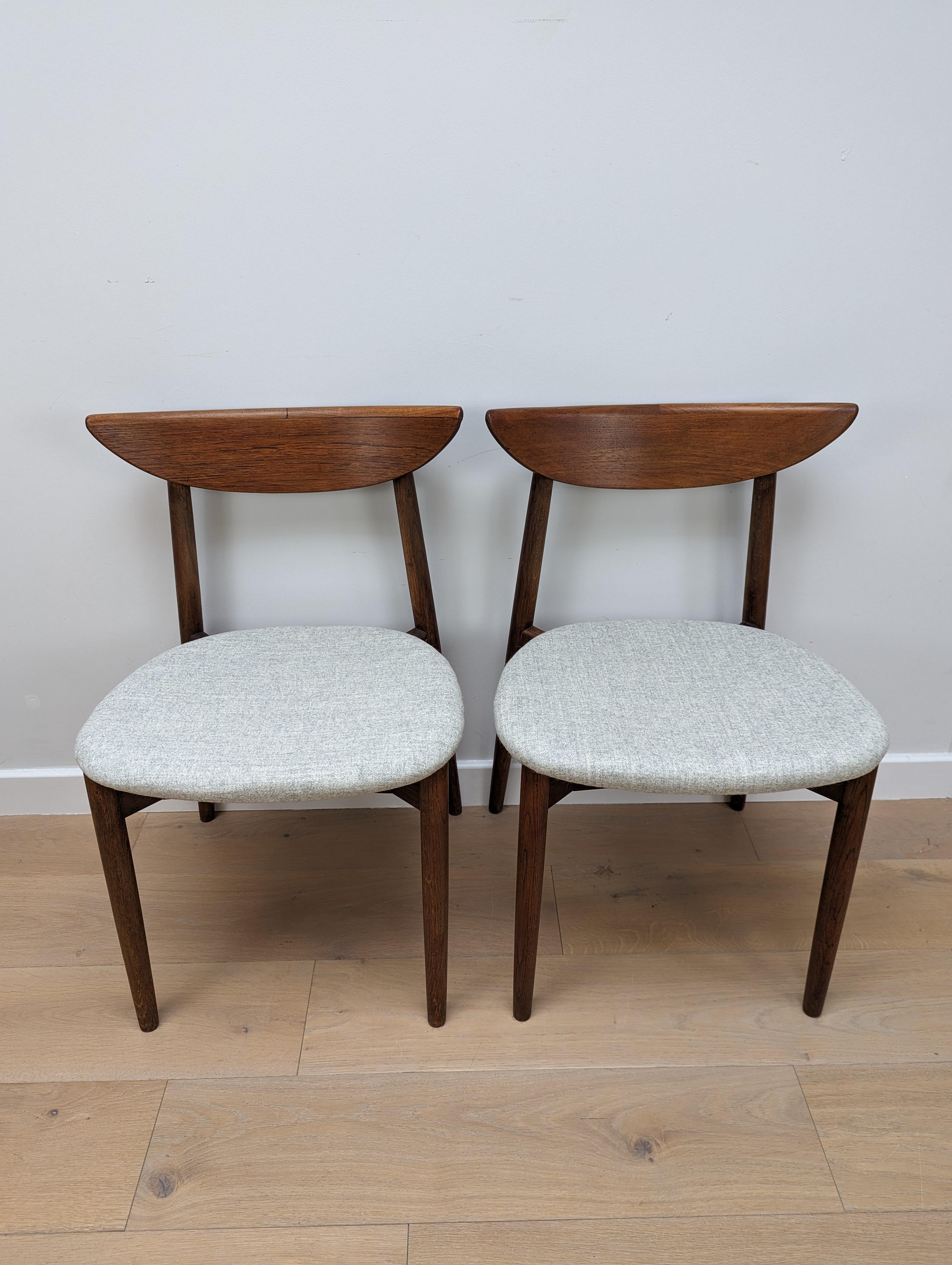 Wool Pair Teak Dining Chairs by Harry Østergaard for Randers Møbelfabrik For Sale