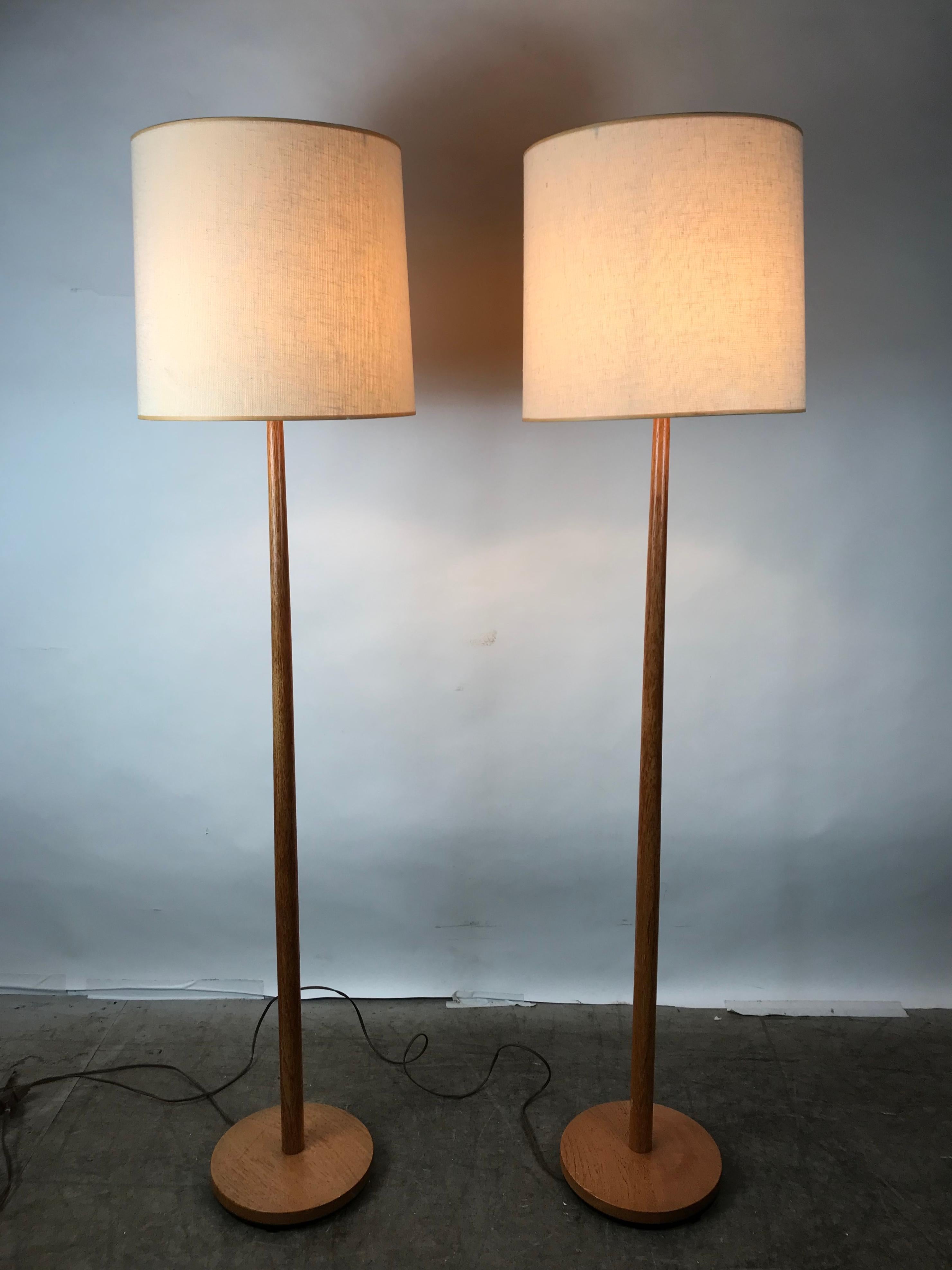 Swedish Pair of Teak Floor Lamps Attributed to Uno and Osten Kristiansson, Sweden, 1950