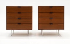 Pair Teak George Nelson Thin Edge Night Stands / Chests. Expertly Restored.