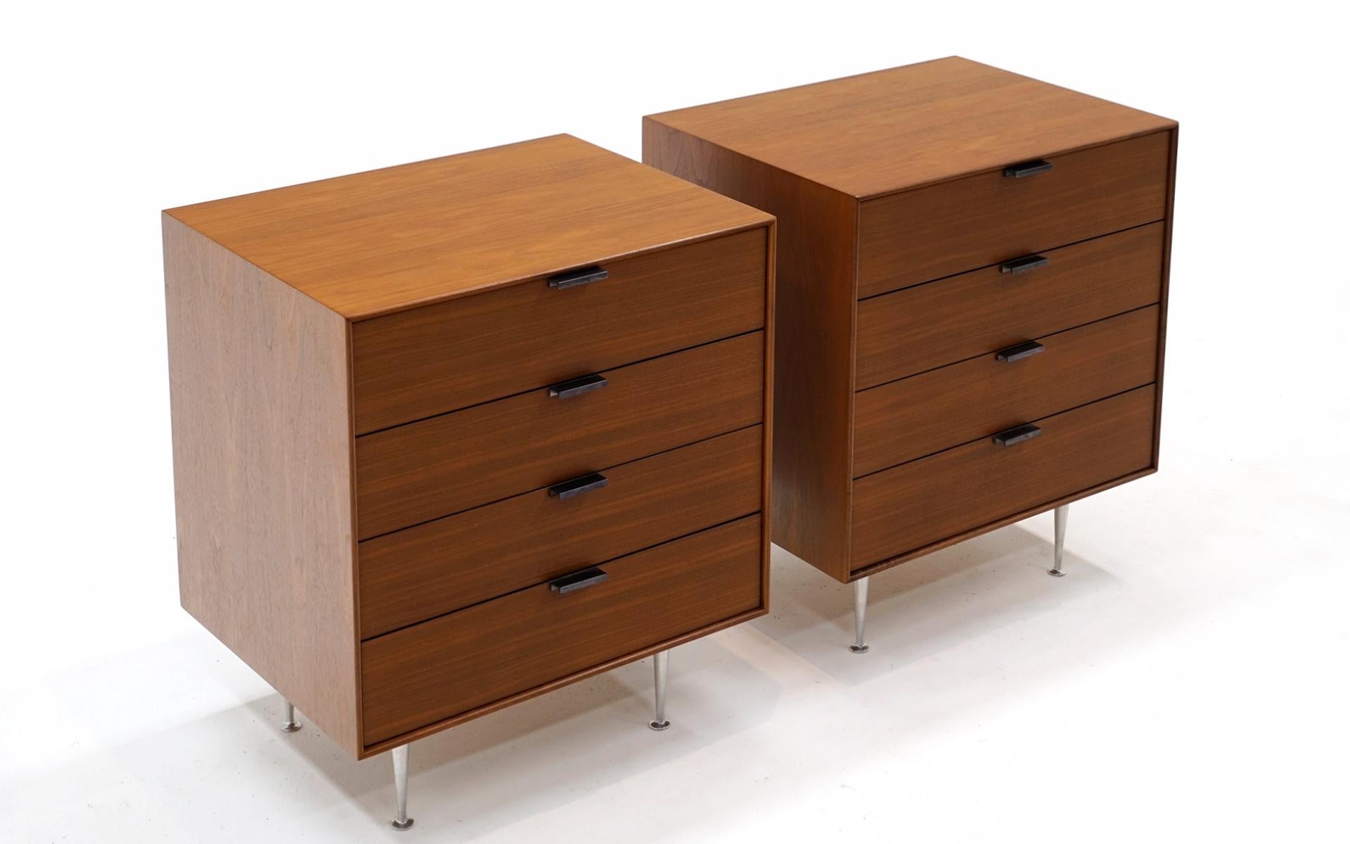 American Pair Teak George Nelson Thin Edge Night Stands / Chests. Expertly Restored. For Sale