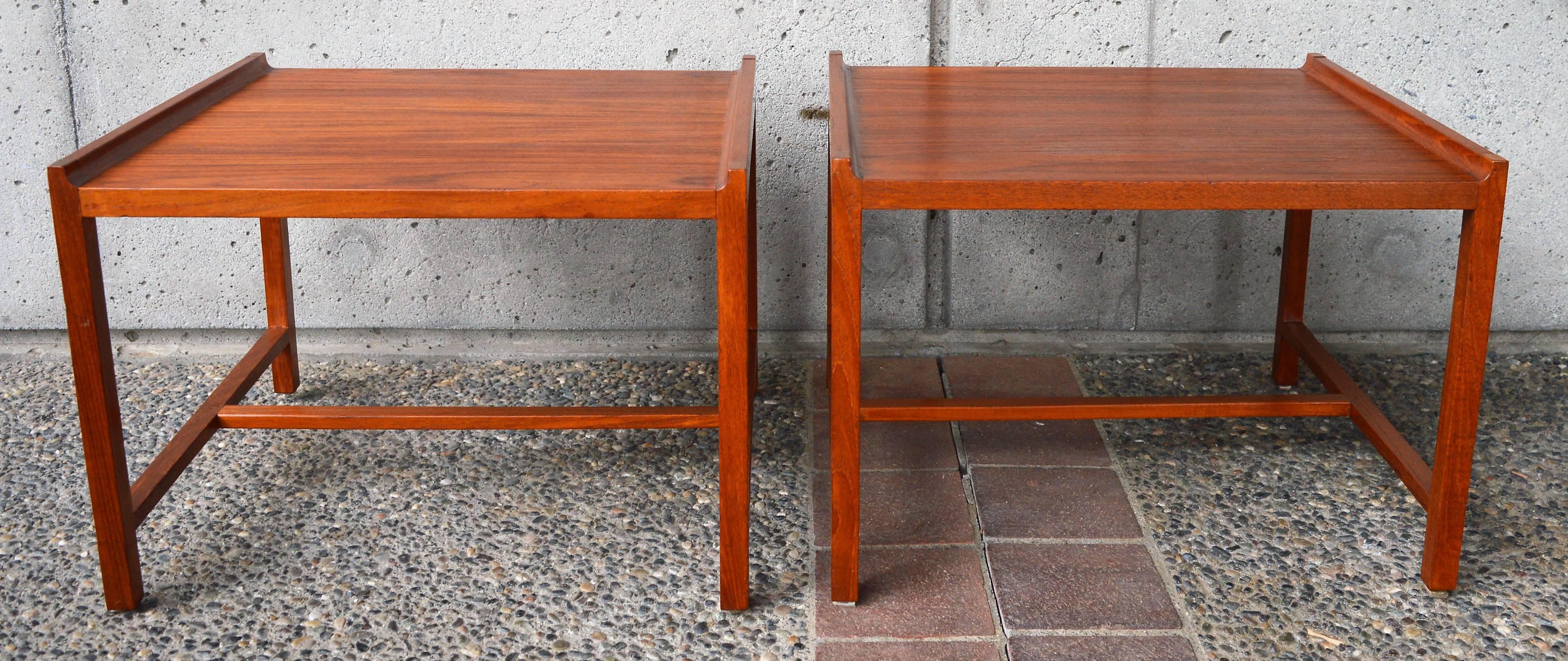 Pair of Teak Minimalist Side Tables with Flared Sides, Brode Blindheim 'Norway' 2