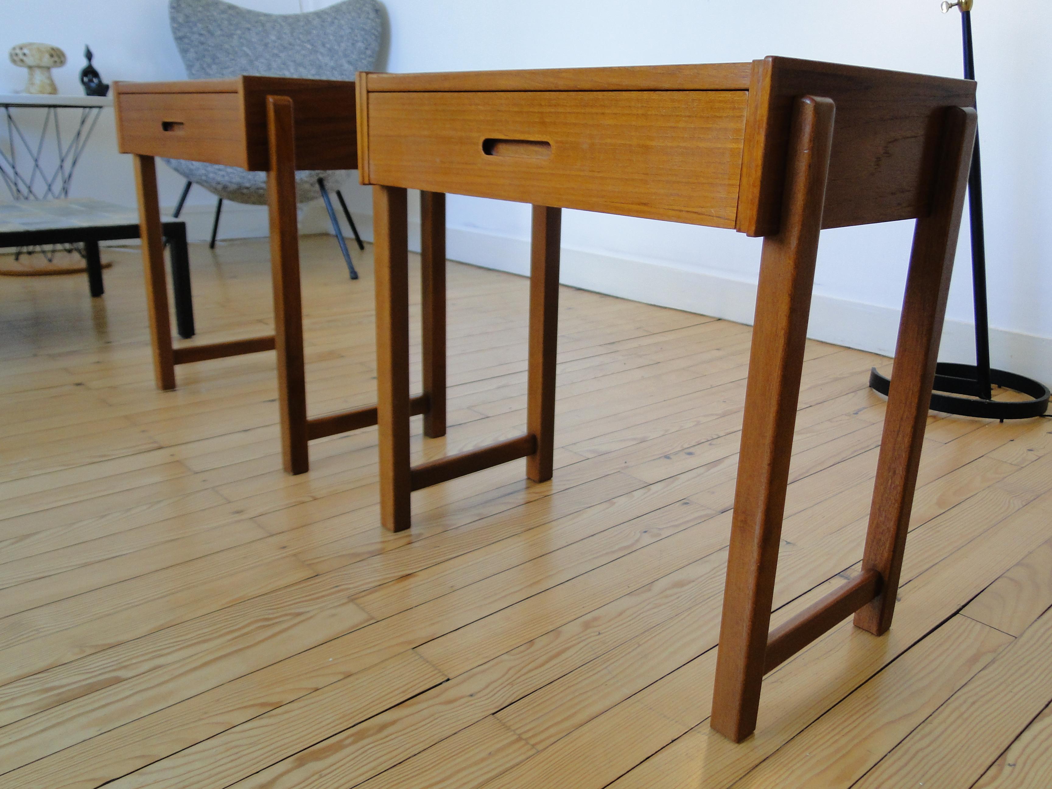 Pair Teak Nightstands Bedside Tables from 1950 Sweden For Sale 6