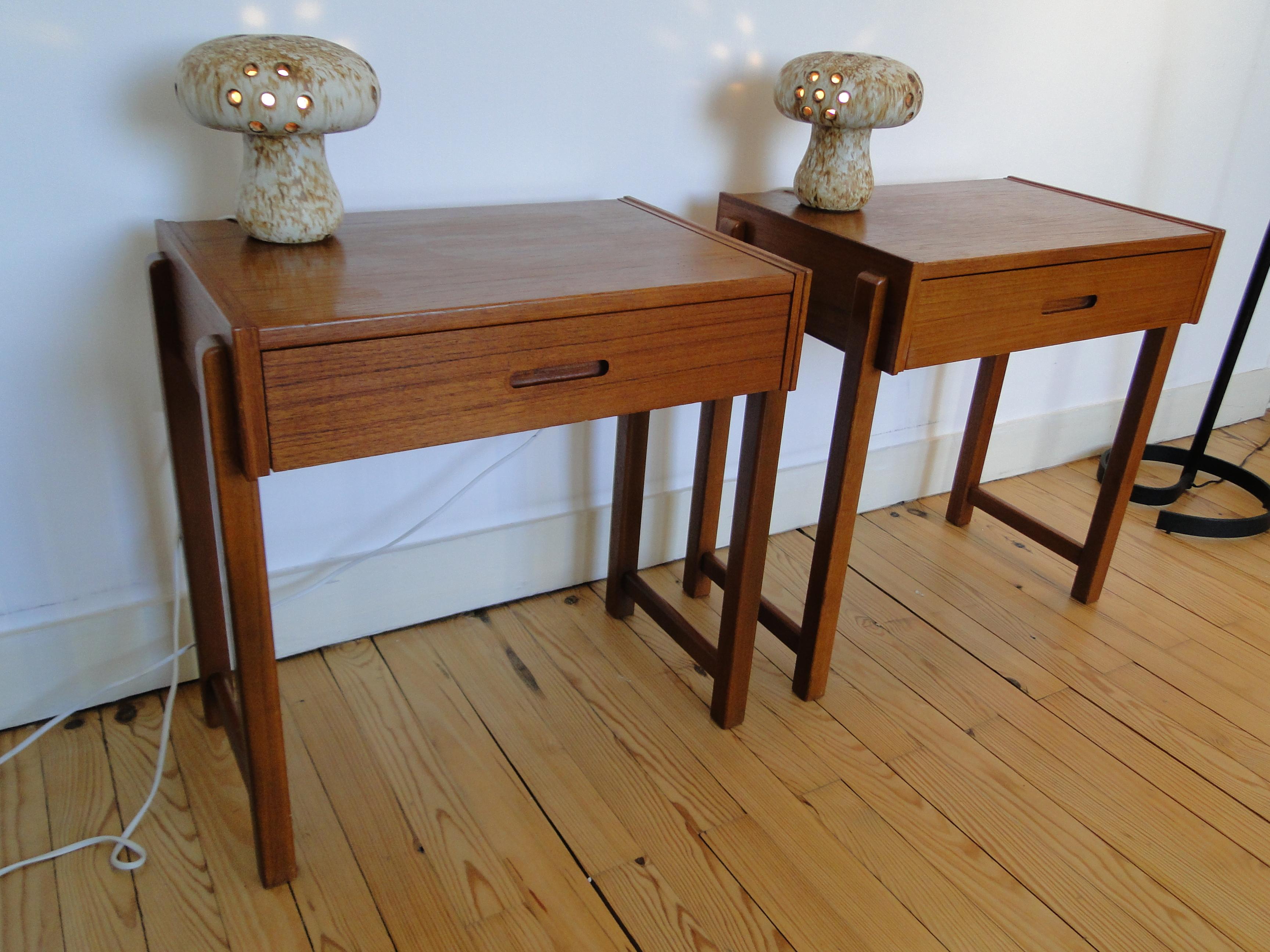 Pair Teak Nightstands Bedside Tables from 1950 Sweden For Sale 7