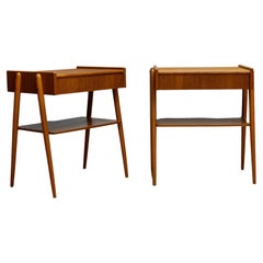 Pair Teak Nightstands Bedside Tables by Carlström & Co from Sweden 1950's