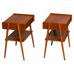 Pair Teak Nightstands Bedside Tables By Carlström & Co Mobelfabrik Sweden 1950s