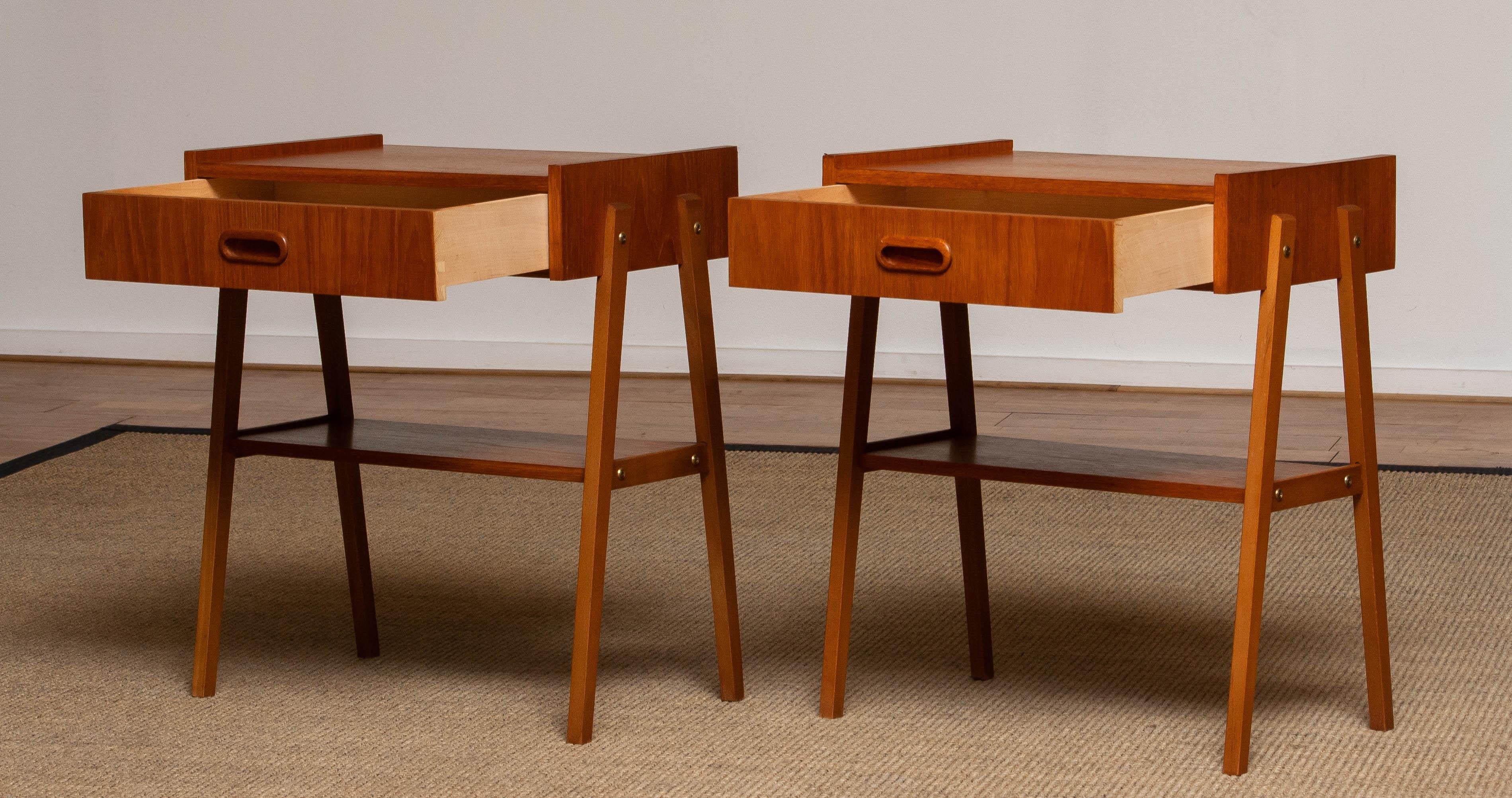 Pair Teak Nightstands / Bedside Tables by Ulferts Möbler from Sweden in 1950's 2