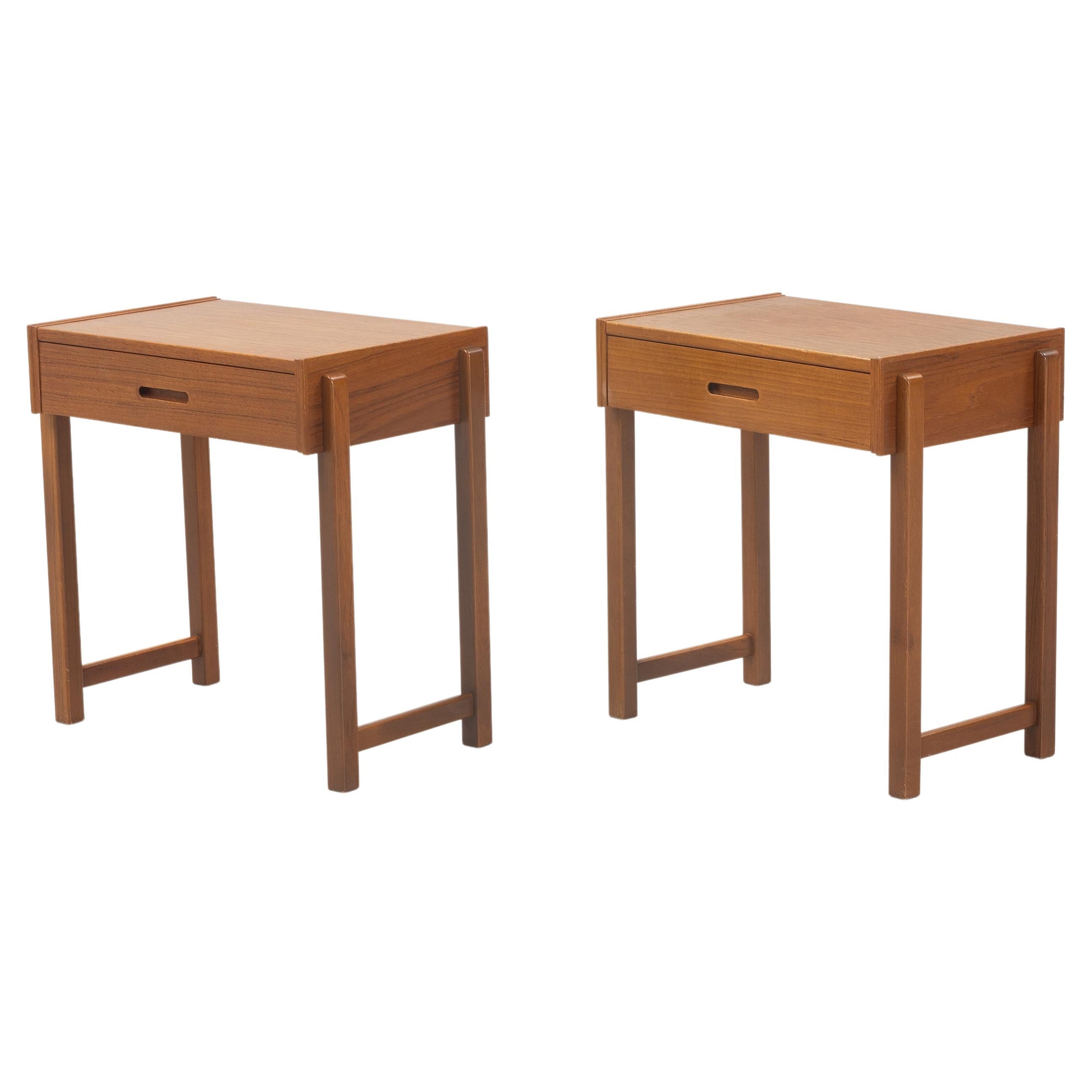 Pair Teak Nightstands Bedside Tables from 1950 Sweden For Sale