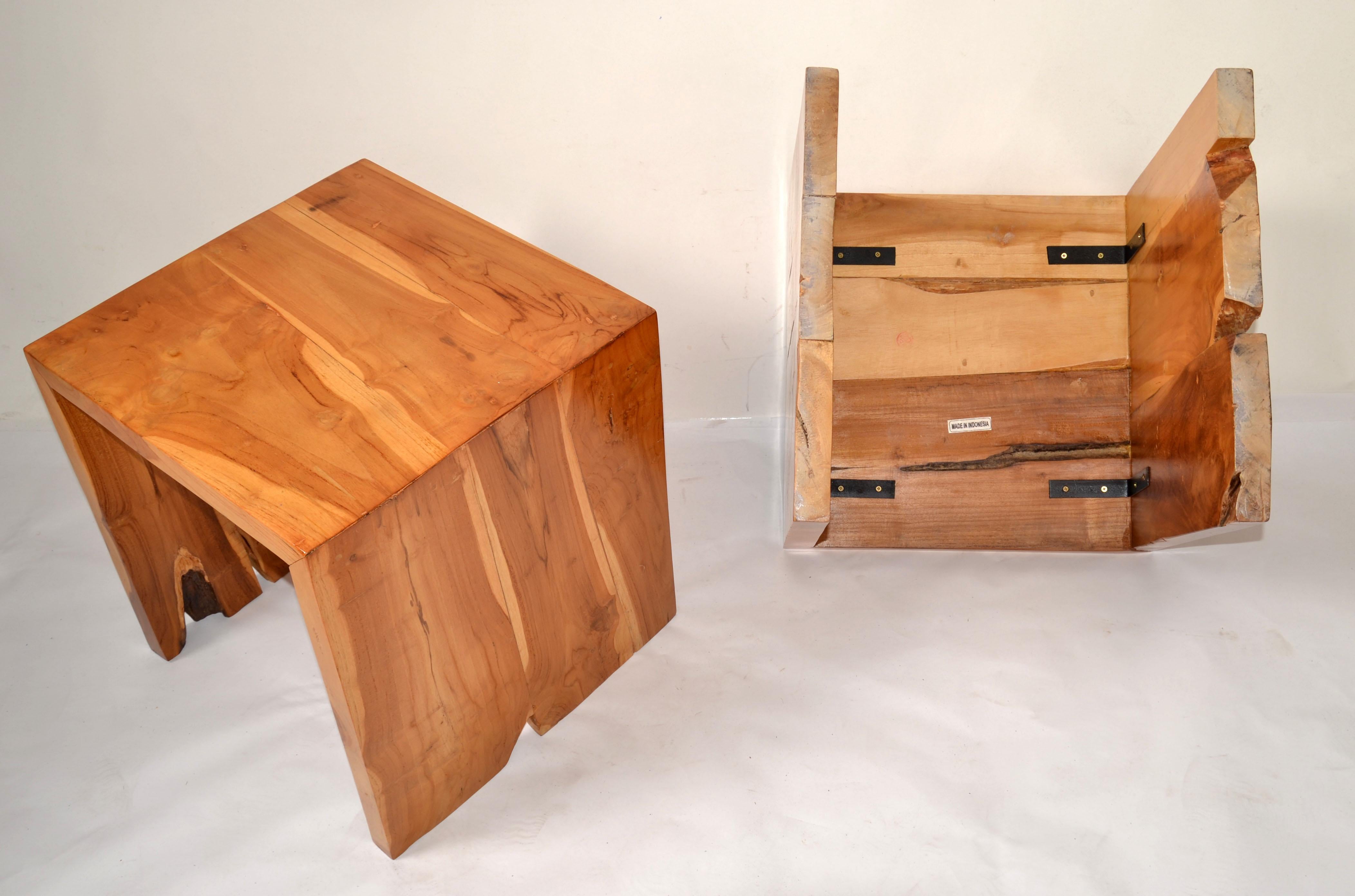 Pareja, Tablero de Madera de Teca Natural Mesilla de Noche Orgánica Moderna Indonesia en venta 4