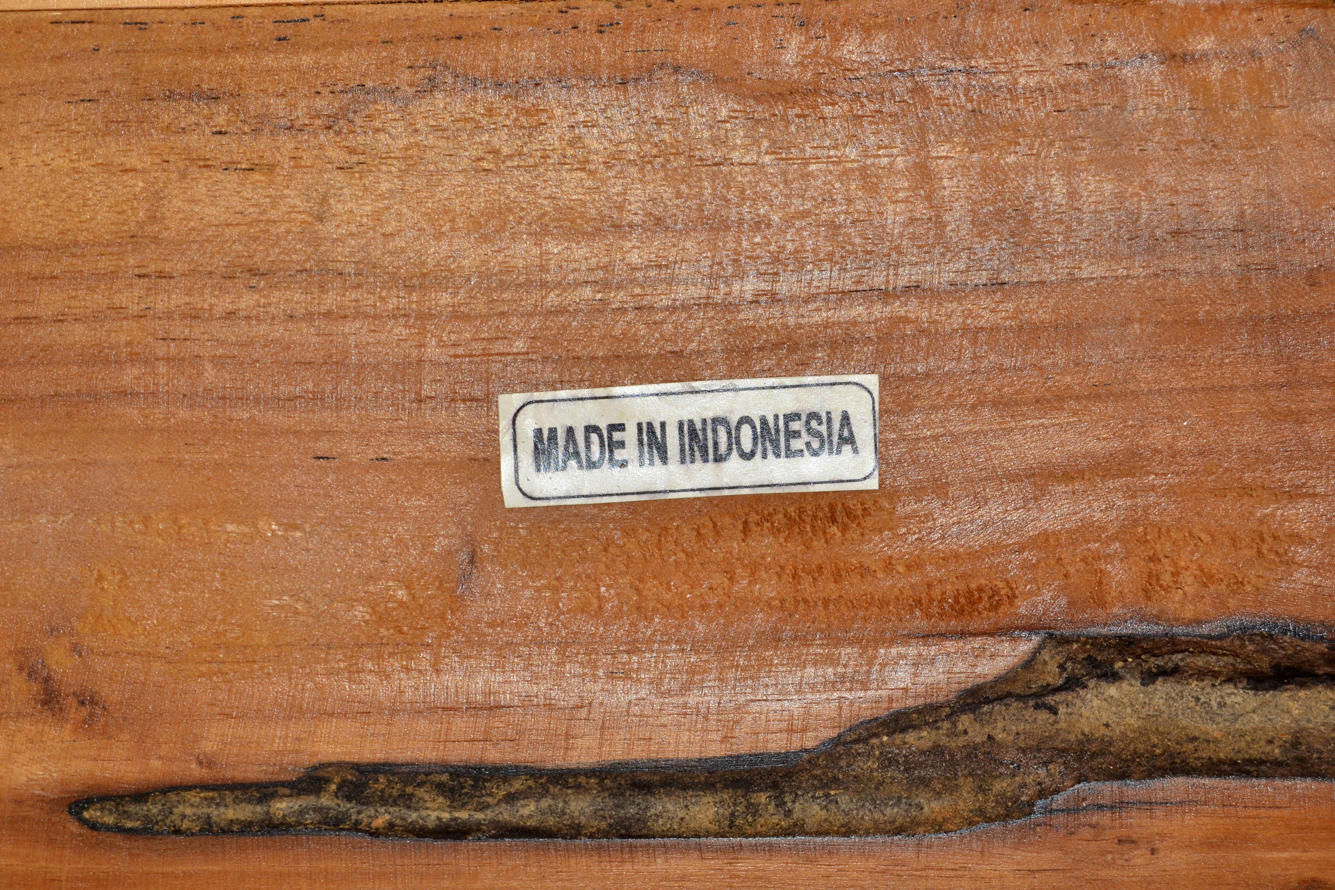 Pareja, Tablero de Madera de Teca Natural Mesilla de Noche Orgánica Moderna Indonesia en venta 5