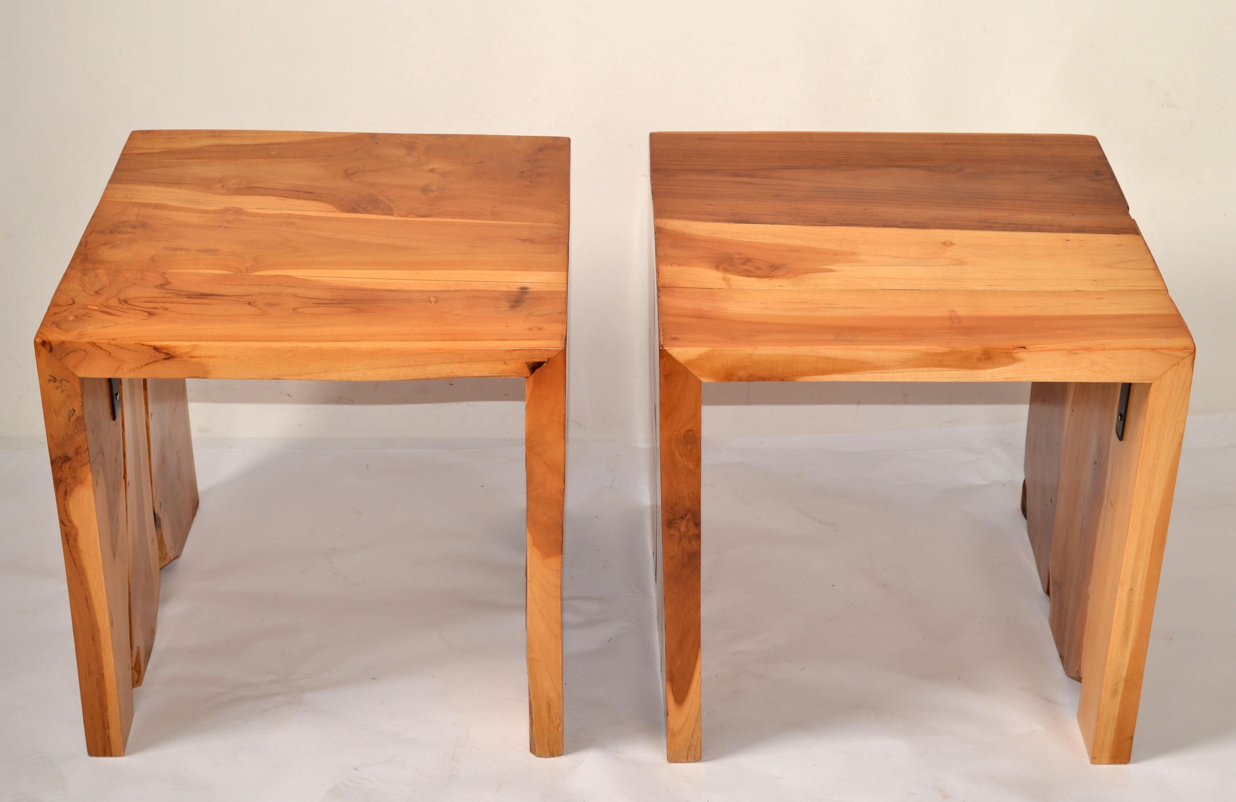 Pareja, Tablero de Madera de Teca Natural Mesilla de Noche Orgánica Moderna Indonesia en venta 6