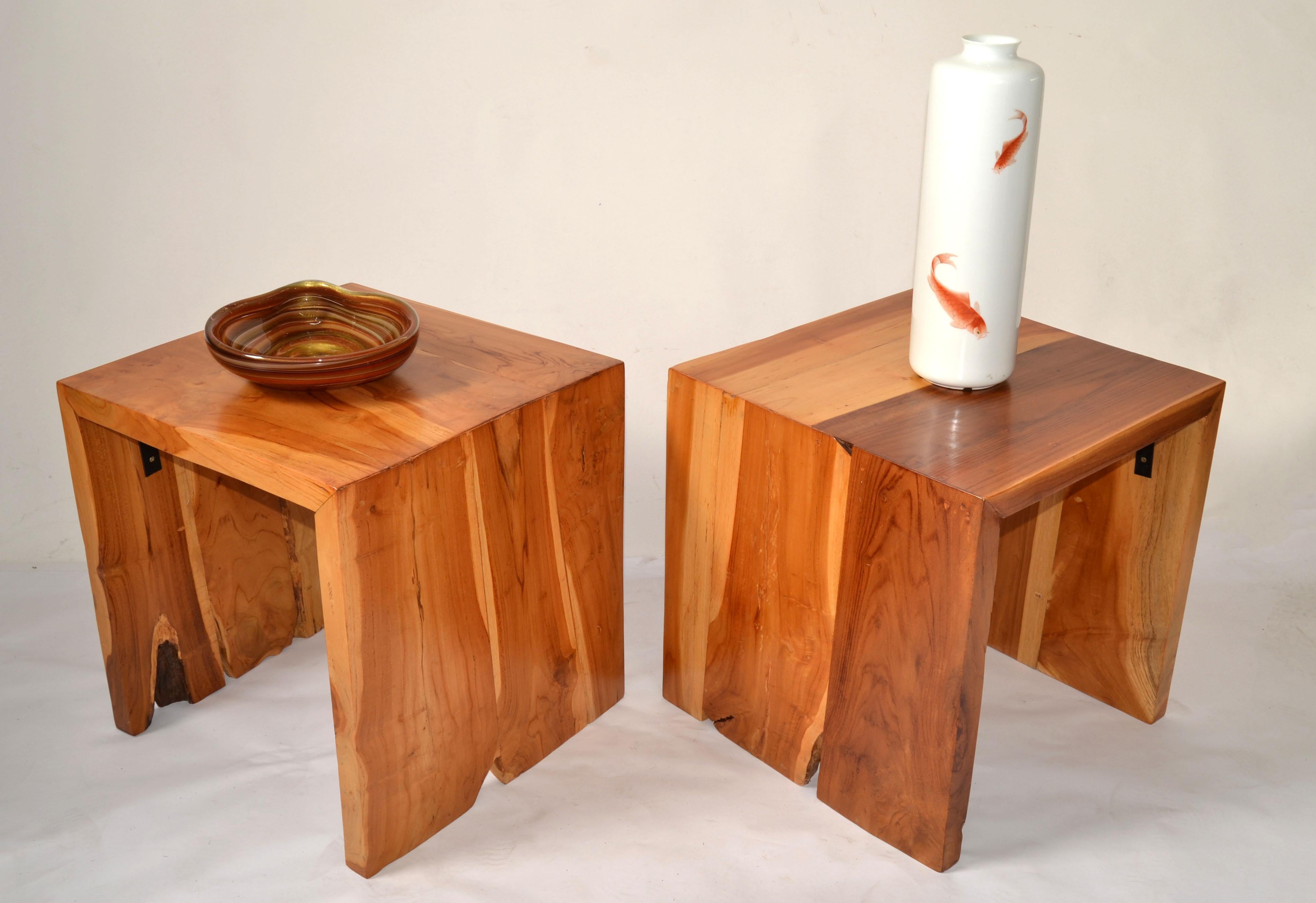 Pareja, Tablero de Madera de Teca Natural Mesilla de Noche Orgánica Moderna Indonesia en venta 7