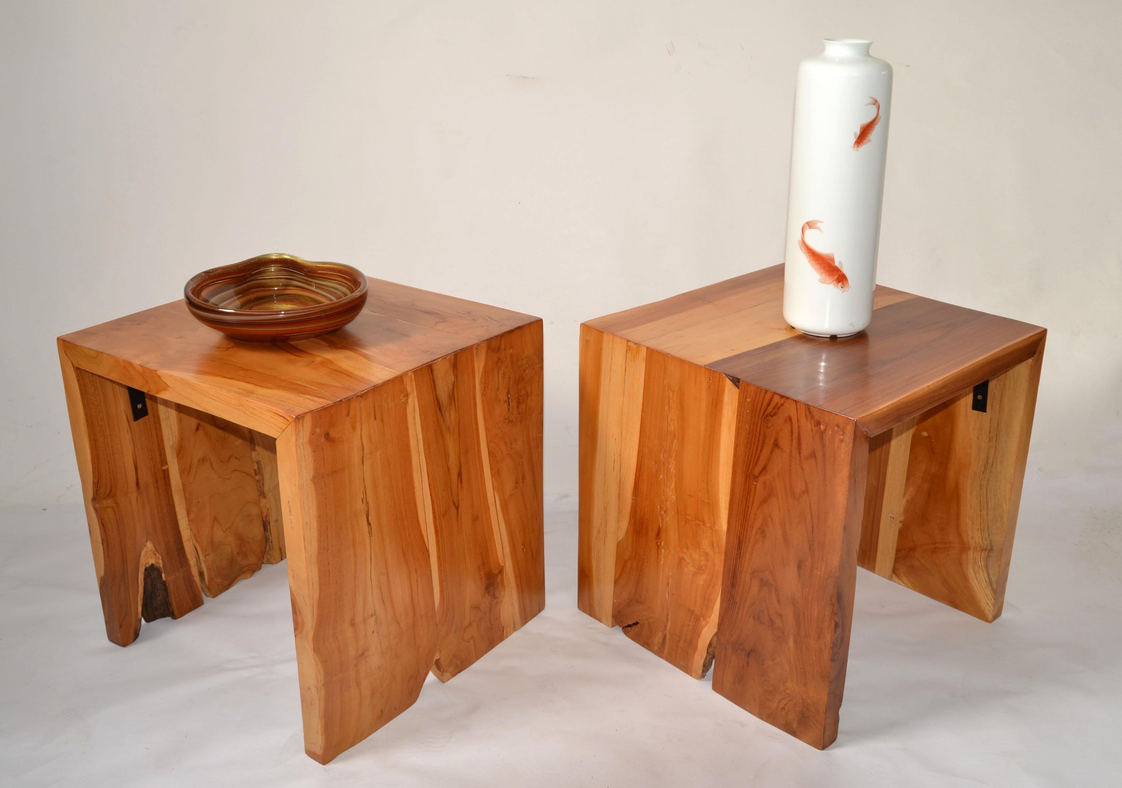 Pareja, Tablero de Madera de Teca Natural Mesilla de Noche Orgánica Moderna Indonesia en venta 1