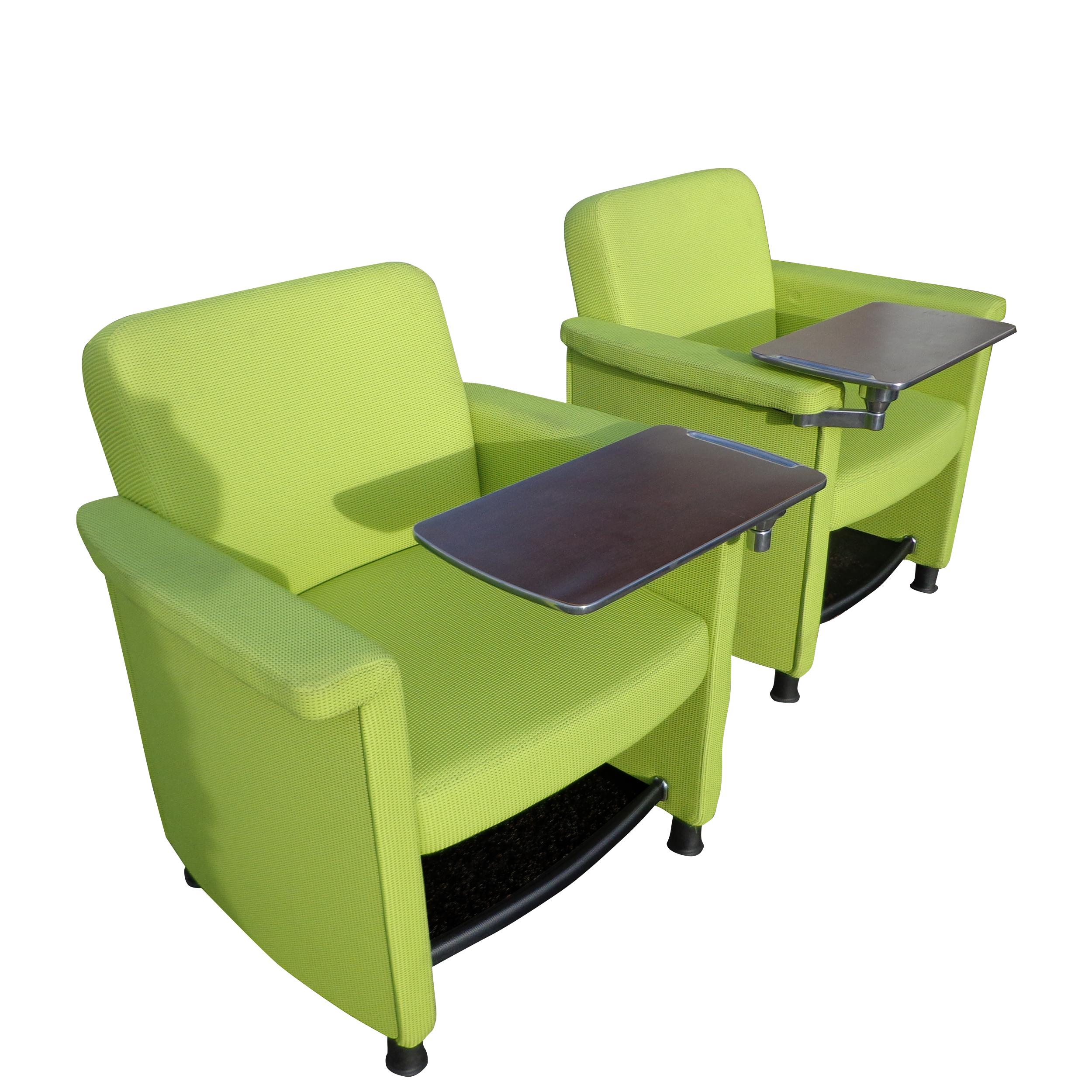 Modern Pair Teknion Belize Lounge Chairs with Tablet For Sale