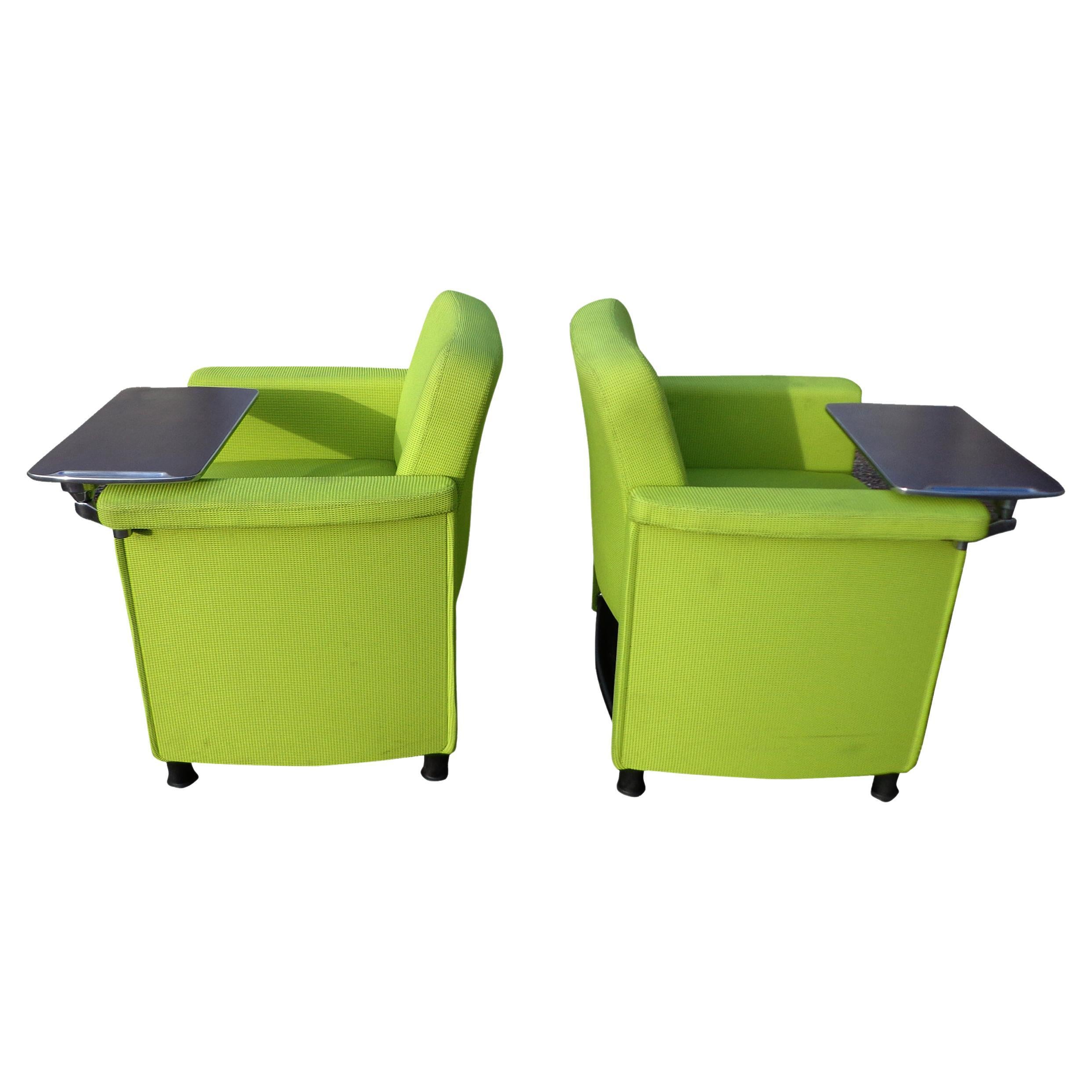 Pair Teknion Belize Lounge Chairs with Tablet For Sale
