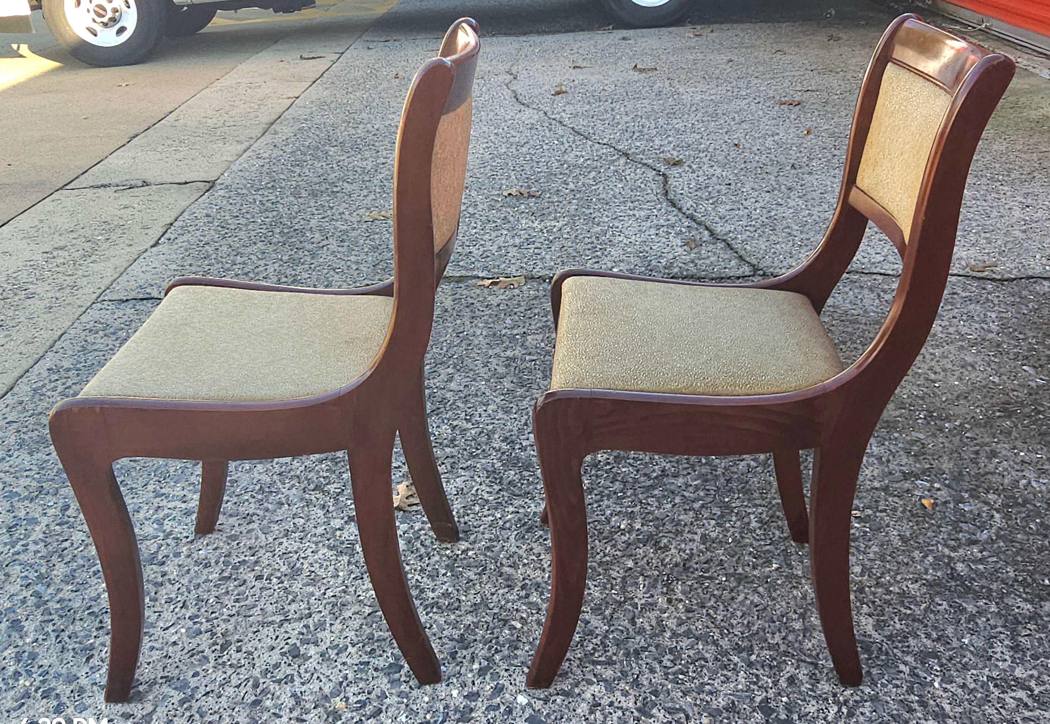 Pair Tell City Chair Co. Duncan Phyfe Mahogany and Vinyl Upholstered Side Chairs For Sale 2