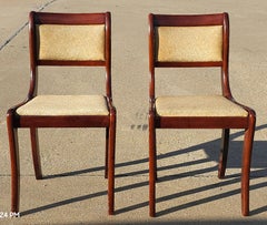 Pair Tell City Chair Co. Duncan Phyfe Mahogany and Vinyl Upholstered Side Chairs