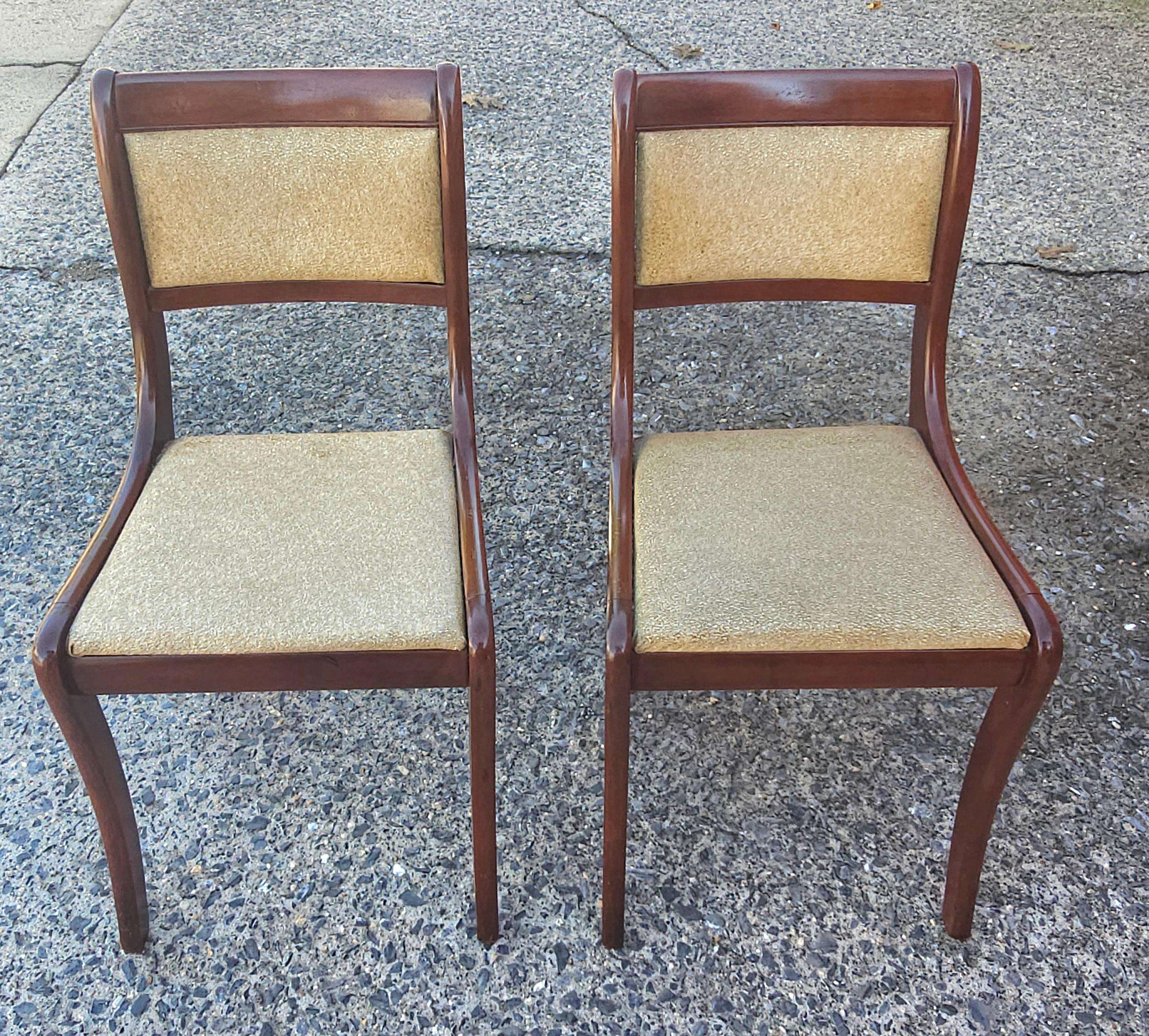 Plastic Pair Tell City Chair Co. Duncan Phyfe Mahogany and Vinyl Upholstered Side Chairs For Sale