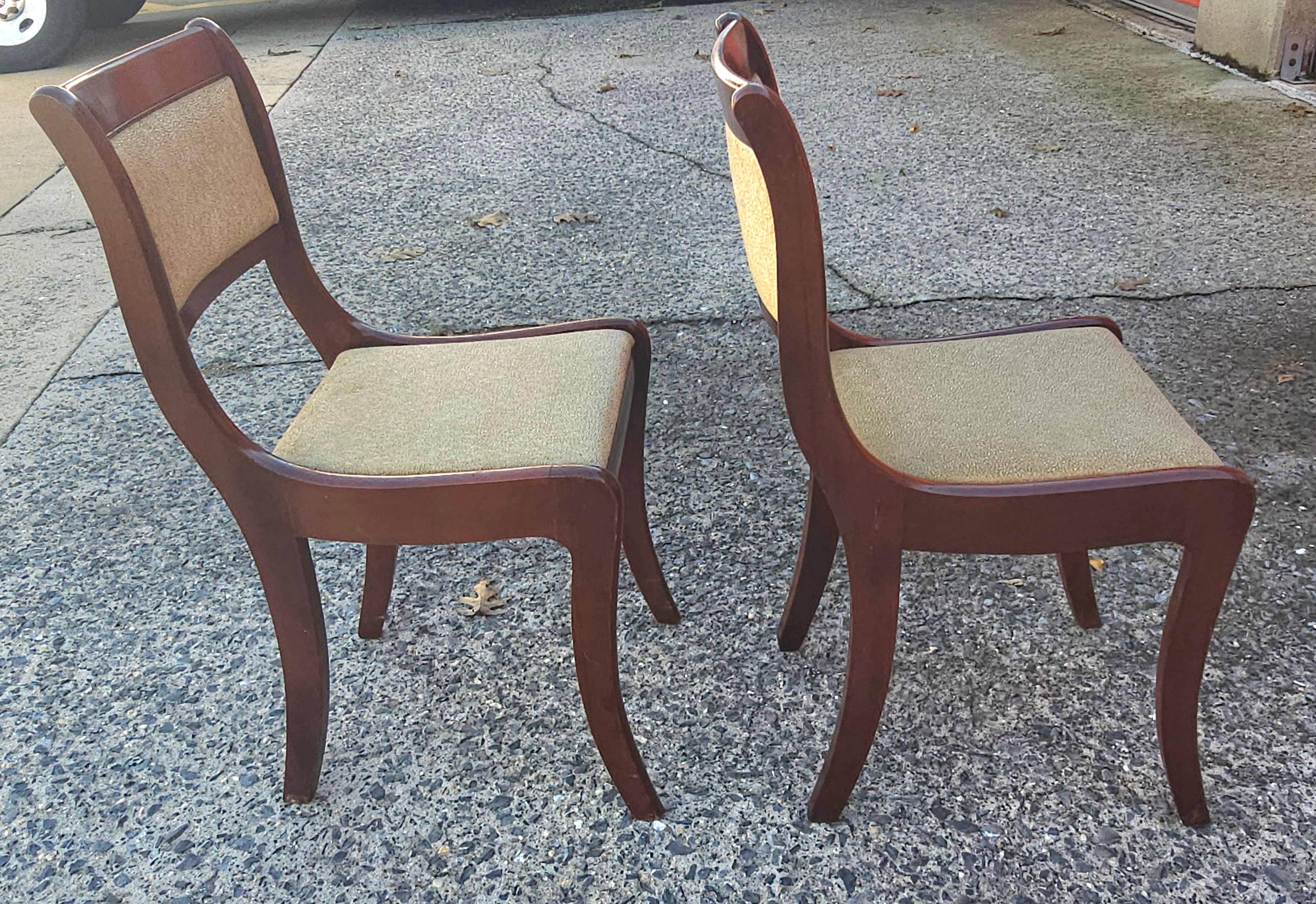 Pair Tell City Chair Co. Duncan Phyfe Mahogany and Vinyl Upholstered Side Chairs For Sale 1