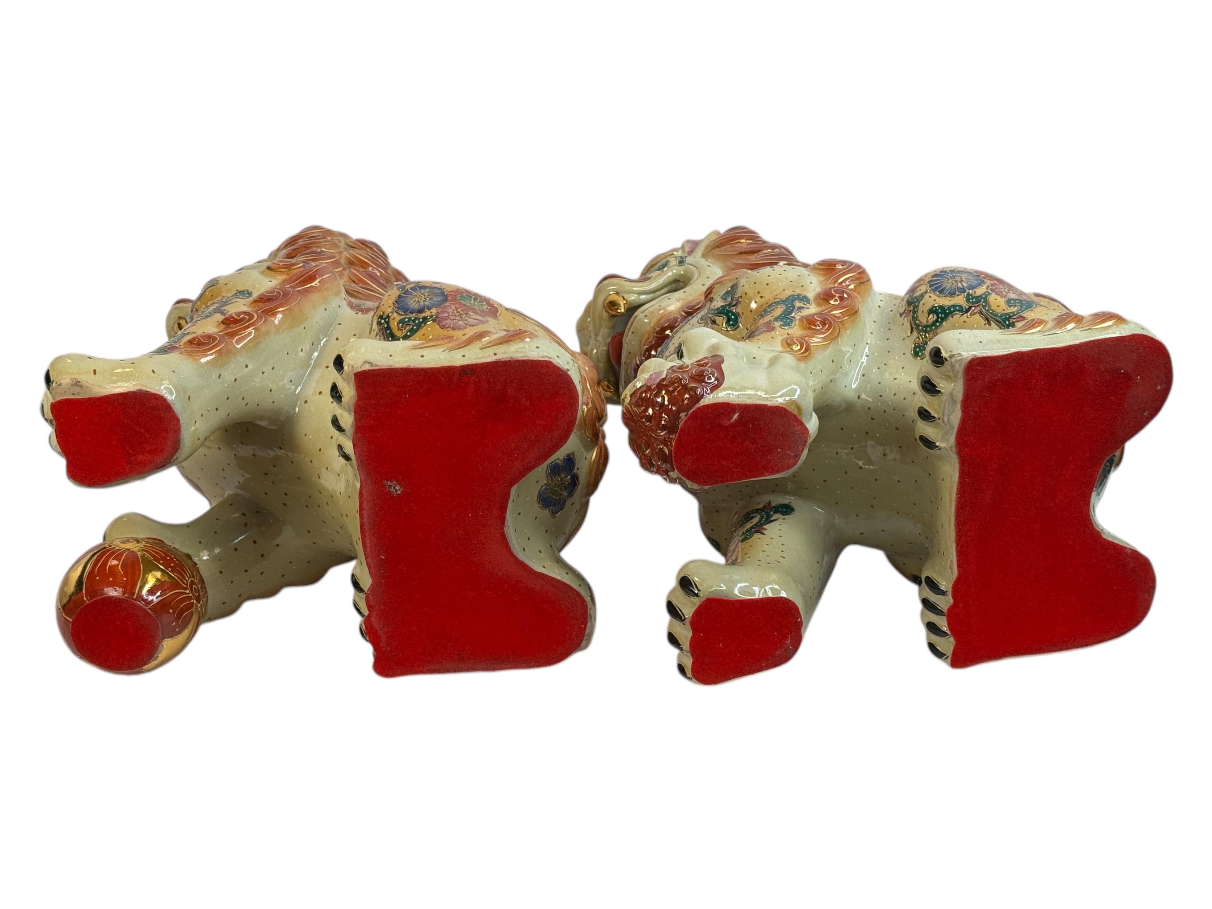 Pair Terracotta Ceramic Foo Dog Garden Home Statues, Sculptures from the 1960s For Sale 12