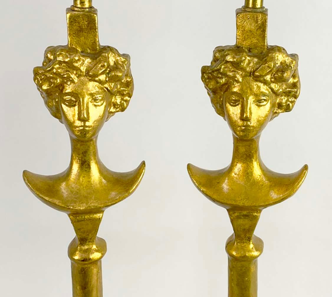 Paire de lampes de table Tete de Femme d'après Alberto Giacometti---Rockefeller Collection Bon état - En vente à Minneapolis, MN