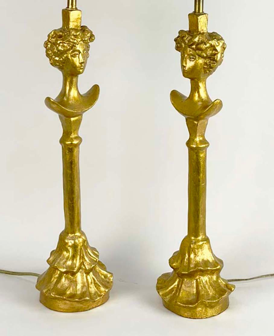 Paire de lampes de table Tete de Femme d'après Alberto Giacometti---Rockefeller Collection en vente 1