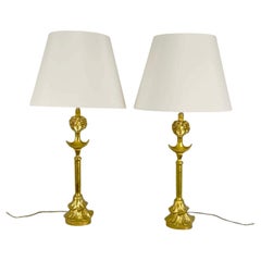 Pair Tete de Femme Table Lamps After Alberto Giacometti--Rockefeller Collection