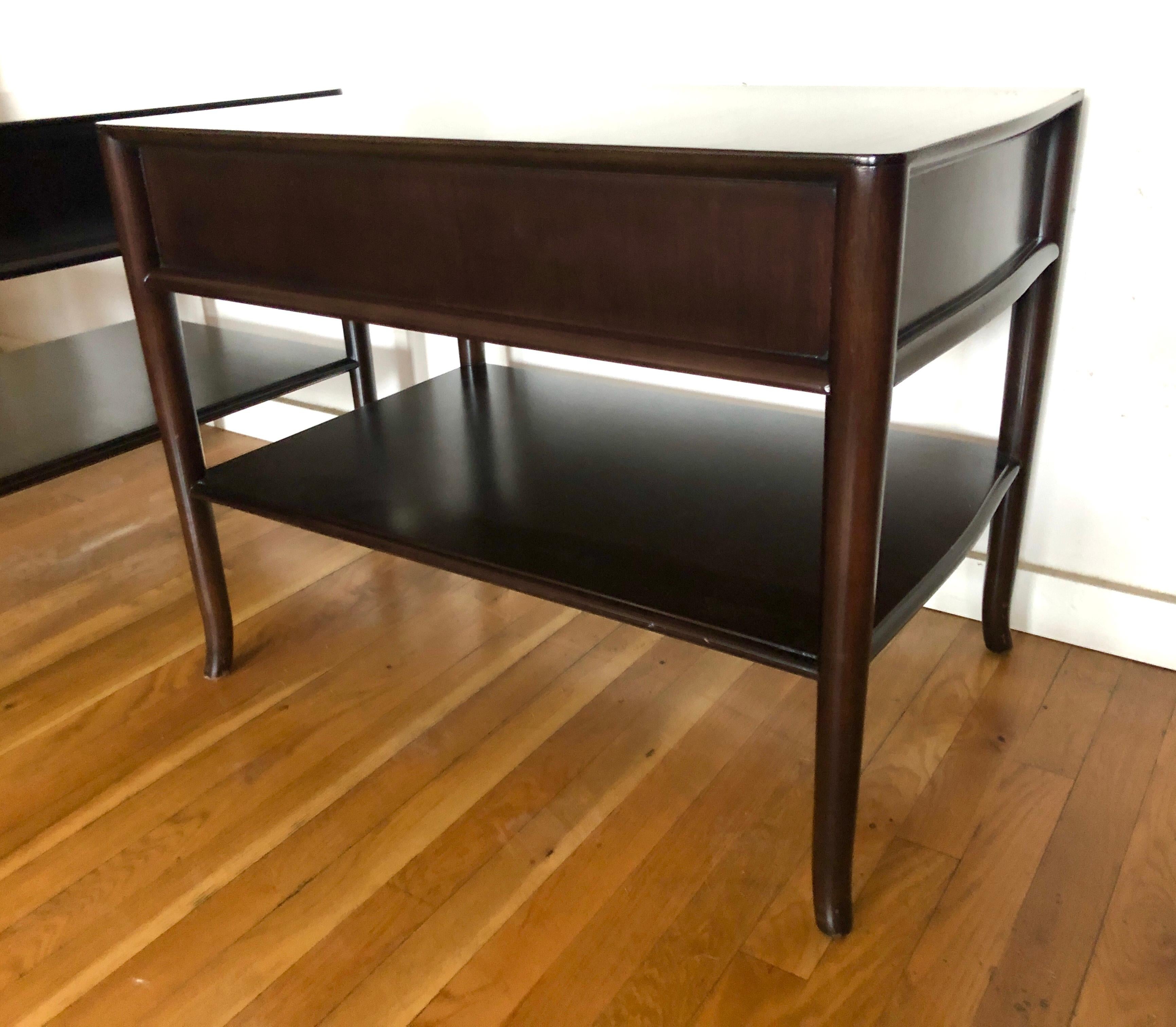 Pair TH Robsjohn-Gibbings End Tables In Good Condition For Sale In Brooklyn, NY