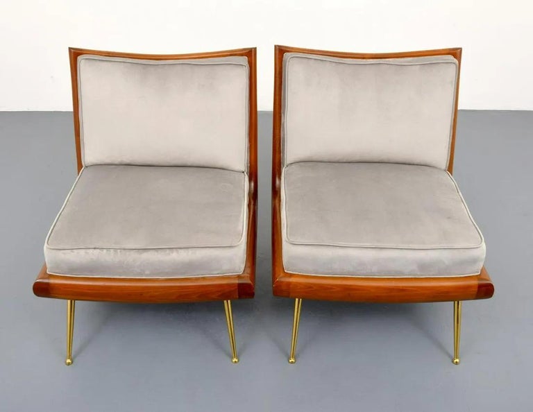 Brass Pair T.H. Robsjohn-Gibbings Lounge Chairs For Sale