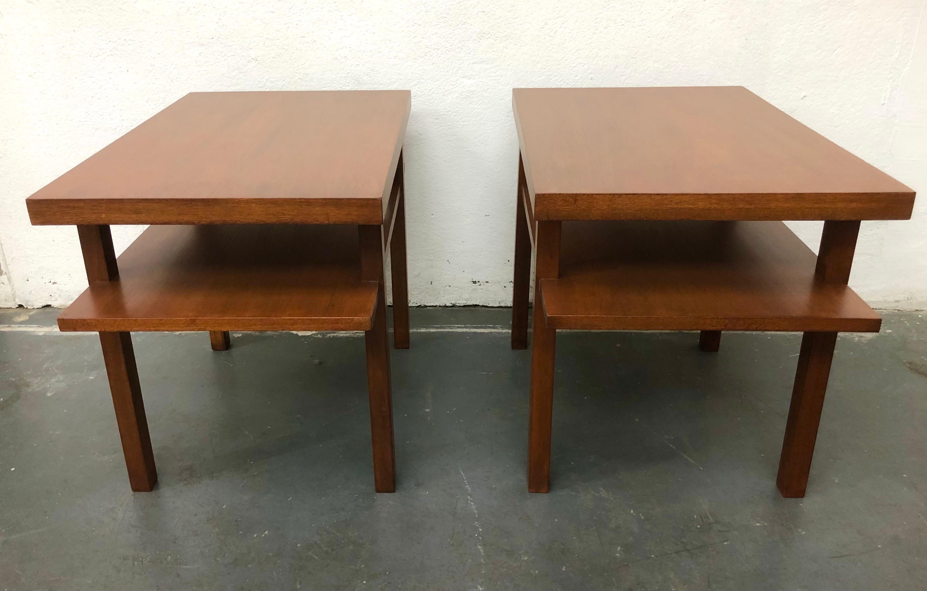 American Pair T.H. Robsjohn Gibbings Tiered Side Tables