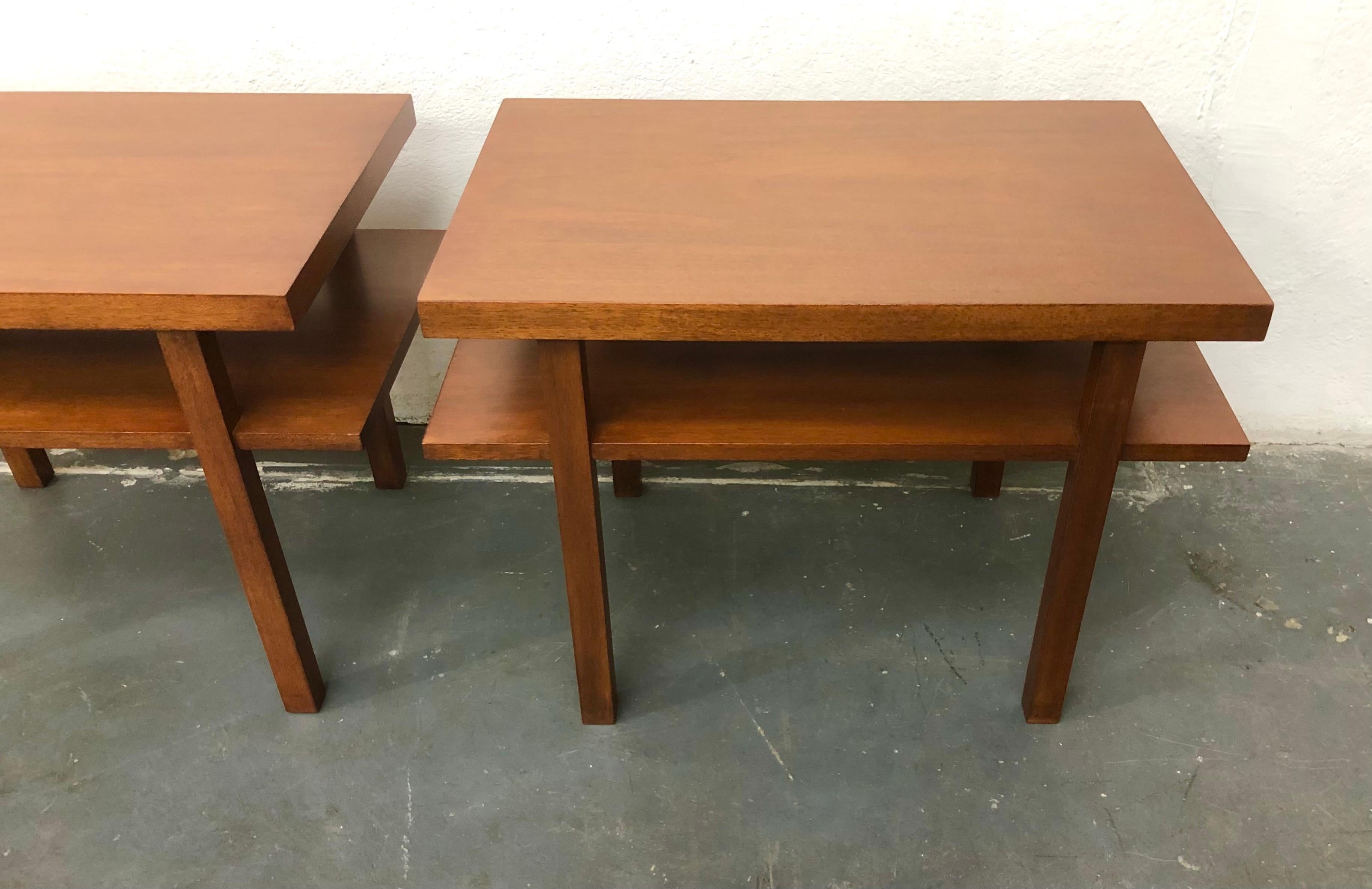 Pair T.H. Robsjohn Gibbings Tiered Side Tables In Good Condition In Brooklyn, NY