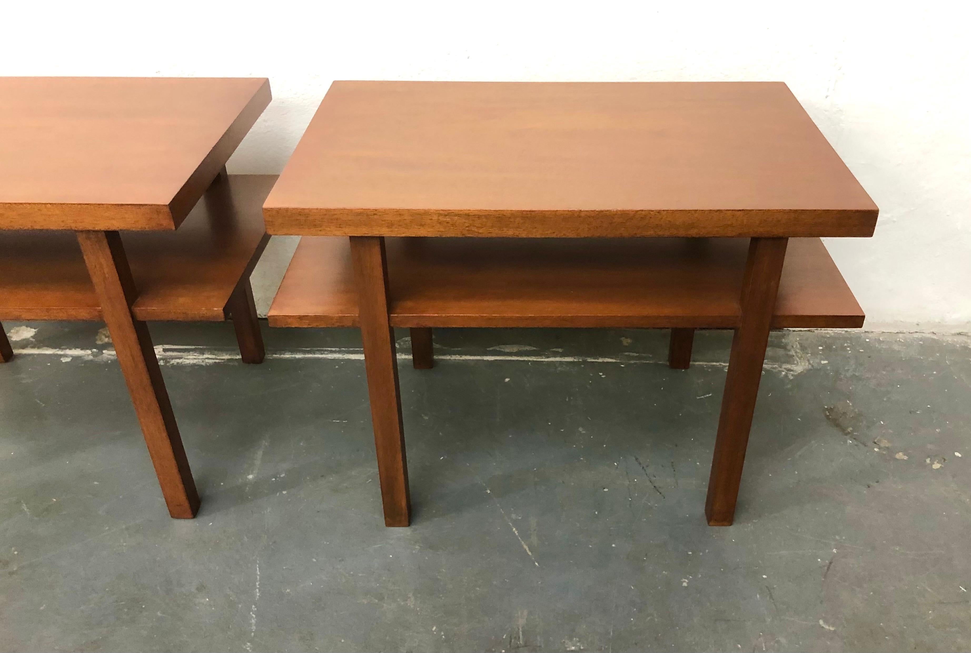 Mid-20th Century Pair T.H. Robsjohn Gibbings Tiered Side Tables