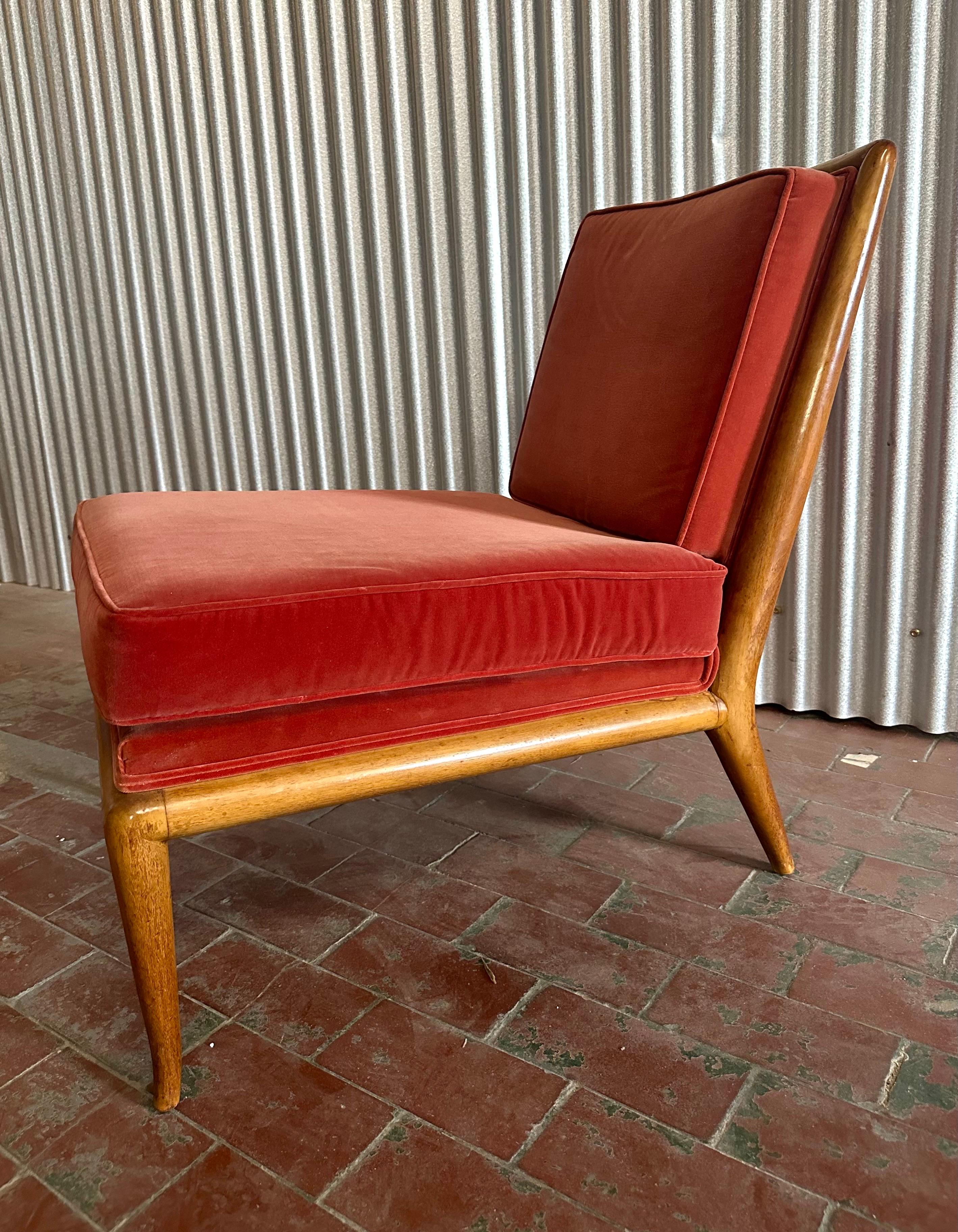 Pair T.H. Robsjohn-Gibbings Walnut Slipper Lounge Chairs For Sale 3