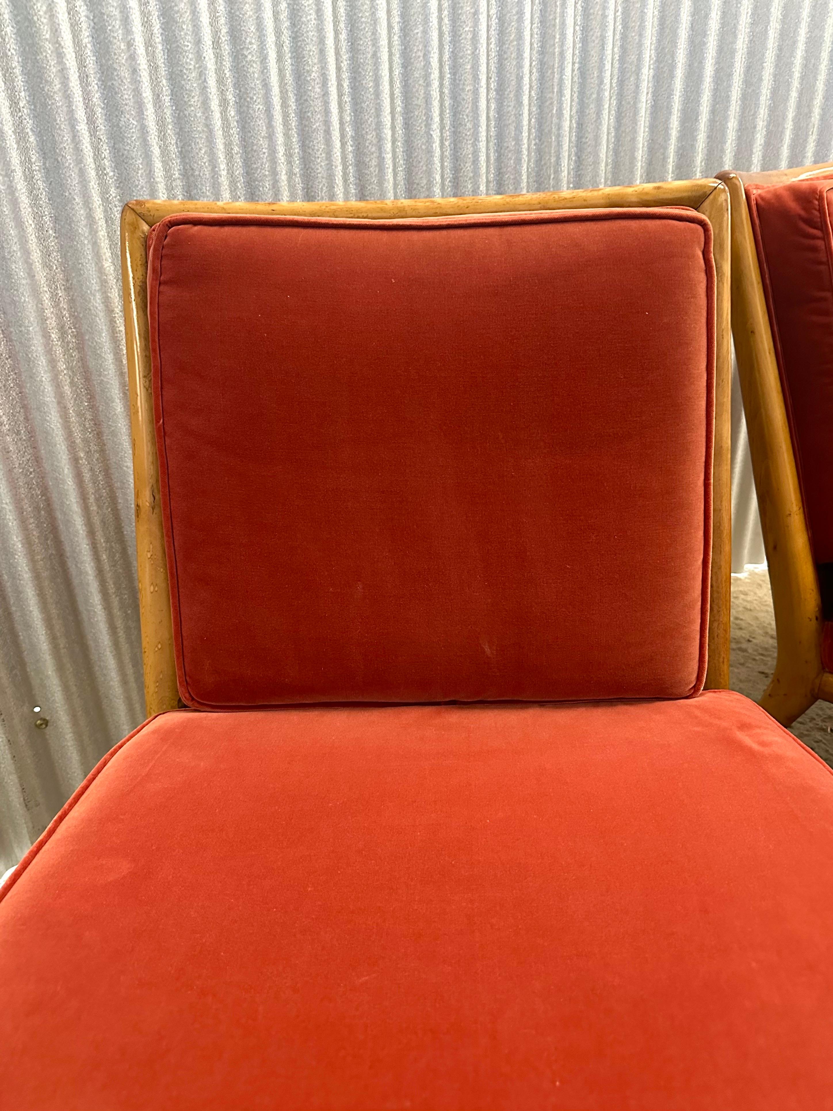 Mid-20th Century Pair T.H. Robsjohn-Gibbings Walnut Slipper Lounge Chairs For Sale